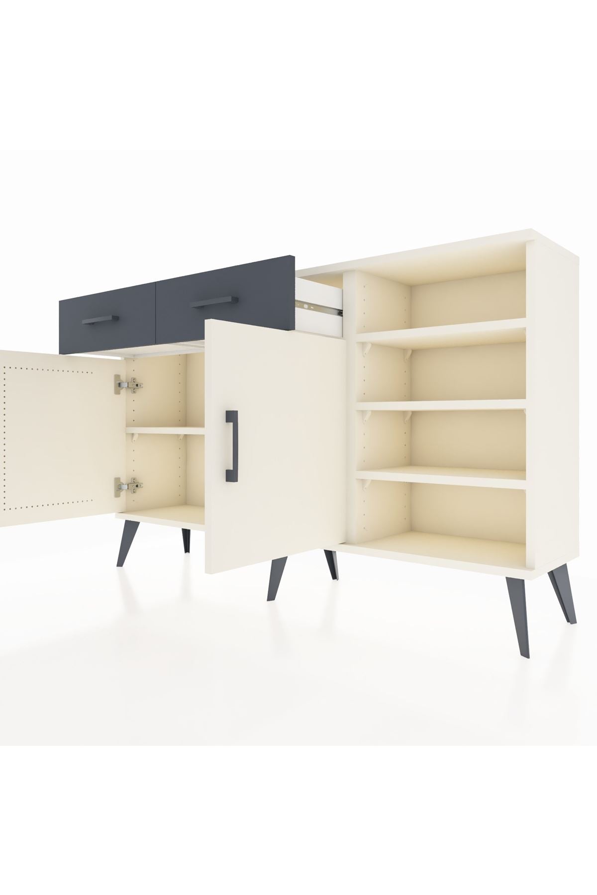 Arges Konsol 5 Raflı 2 Çekmeceli 2 Kapaklı 132x30x83 - S144M024V05A