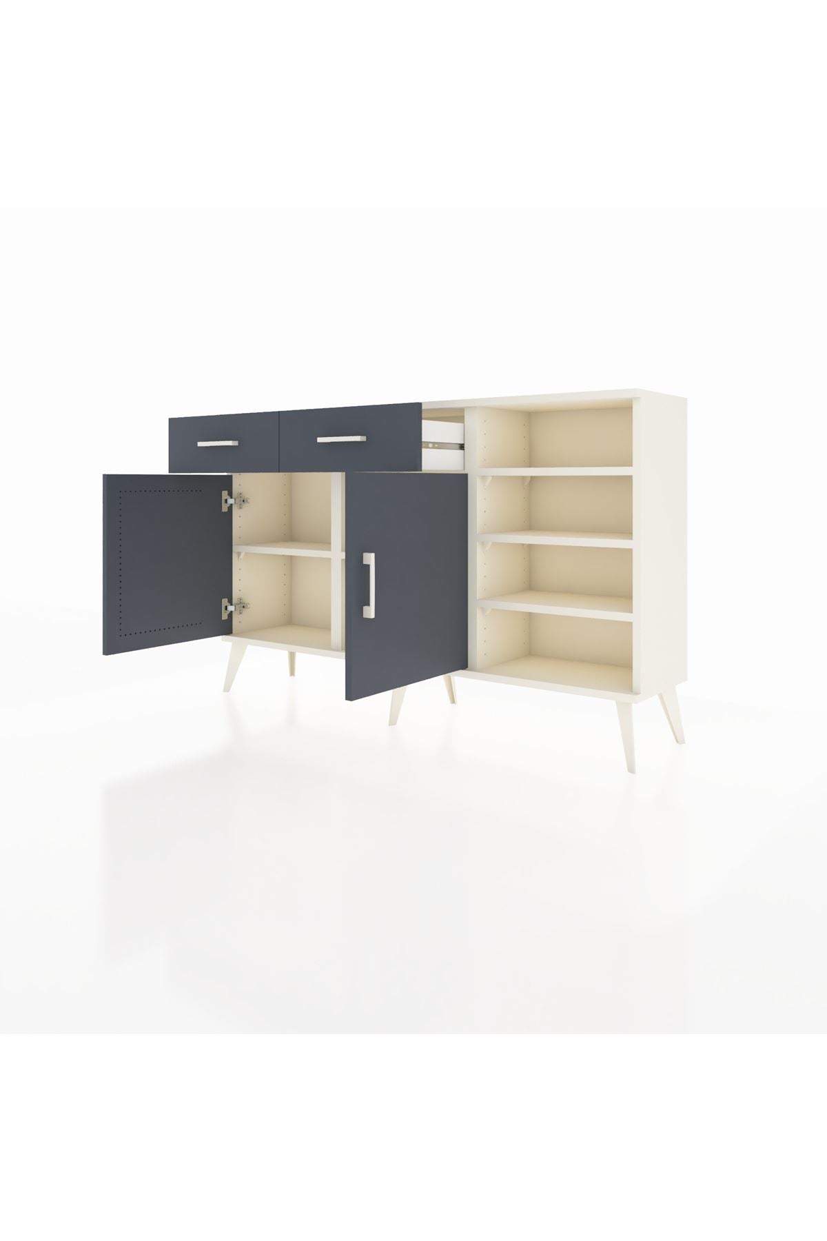 Arges Konsol 5 Raflı 2 Çekmeceli 2 Kapaklı 132x30x83 - S144M024V08A