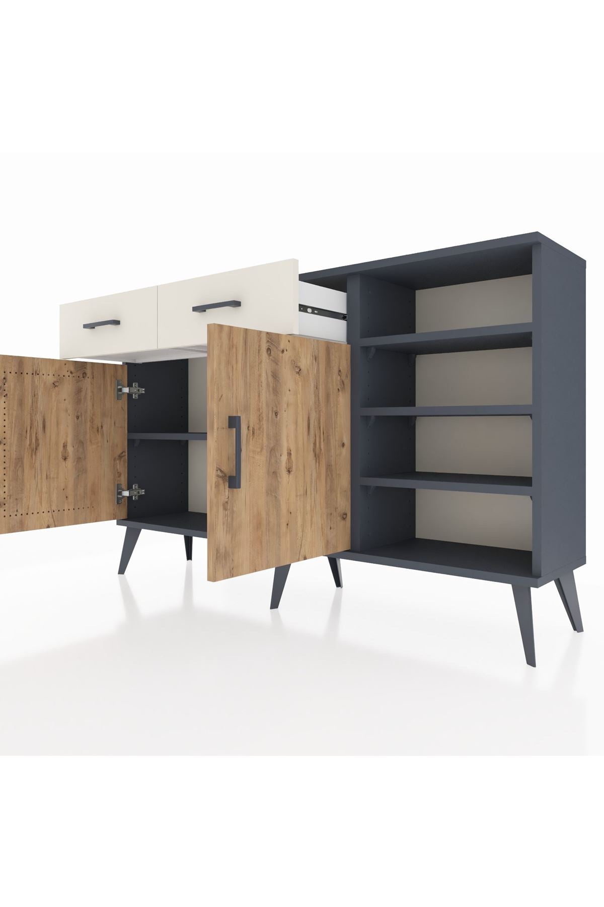 Arges Konsol 5 Raflı 2 Çekmeceli 2 Kapaklı 132x30x83 - S144M024V10A