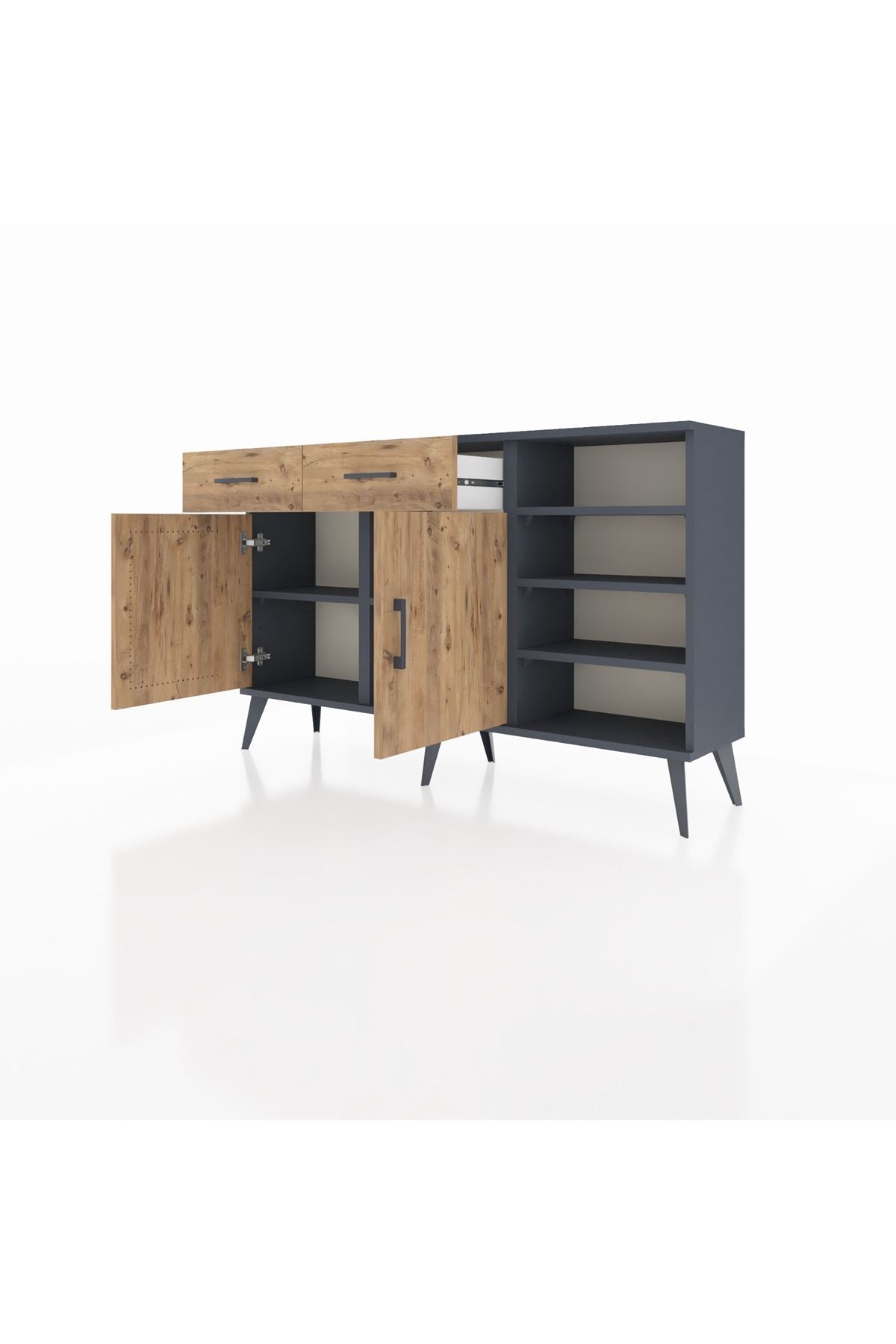 Arges Konsol 5 Raflı 2 Çekmeceli 2 Kapaklı 132x30x83 - S144M024V12A