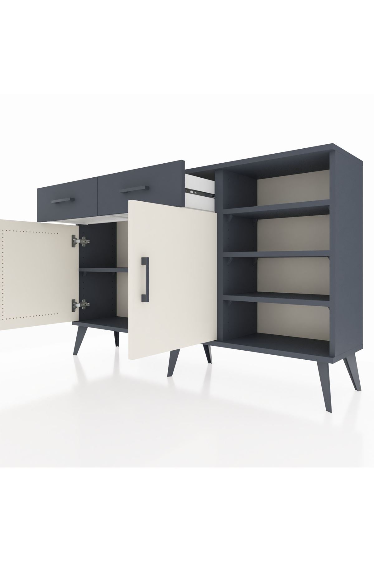 Arges Konsol 5 Raflı 2 Çekmeceli 2 Kapaklı 132x30x83 - S144M024V14A