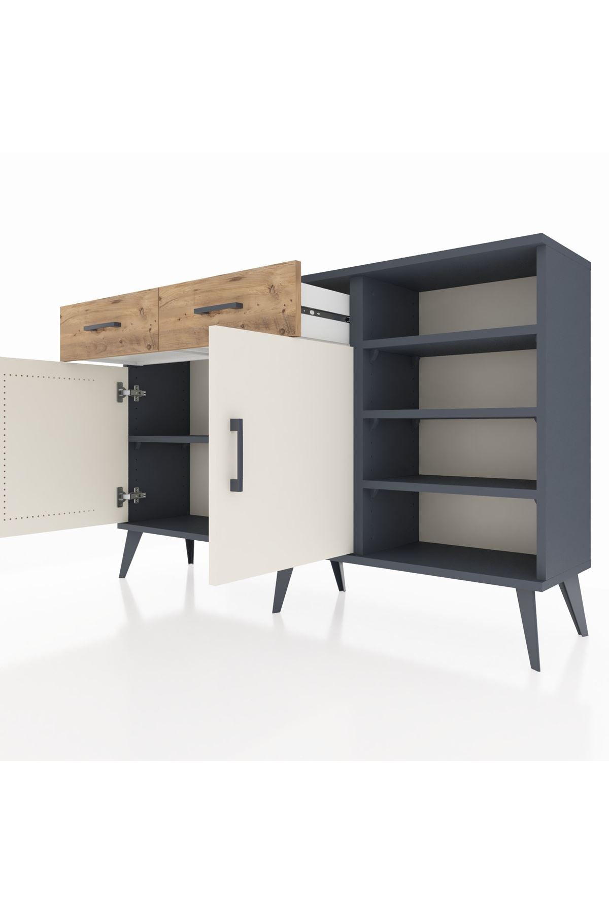 Arges Konsol 5 Raflı 2 Çekmeceli 2 Kapaklı 132x30x83 - S144M024V15A