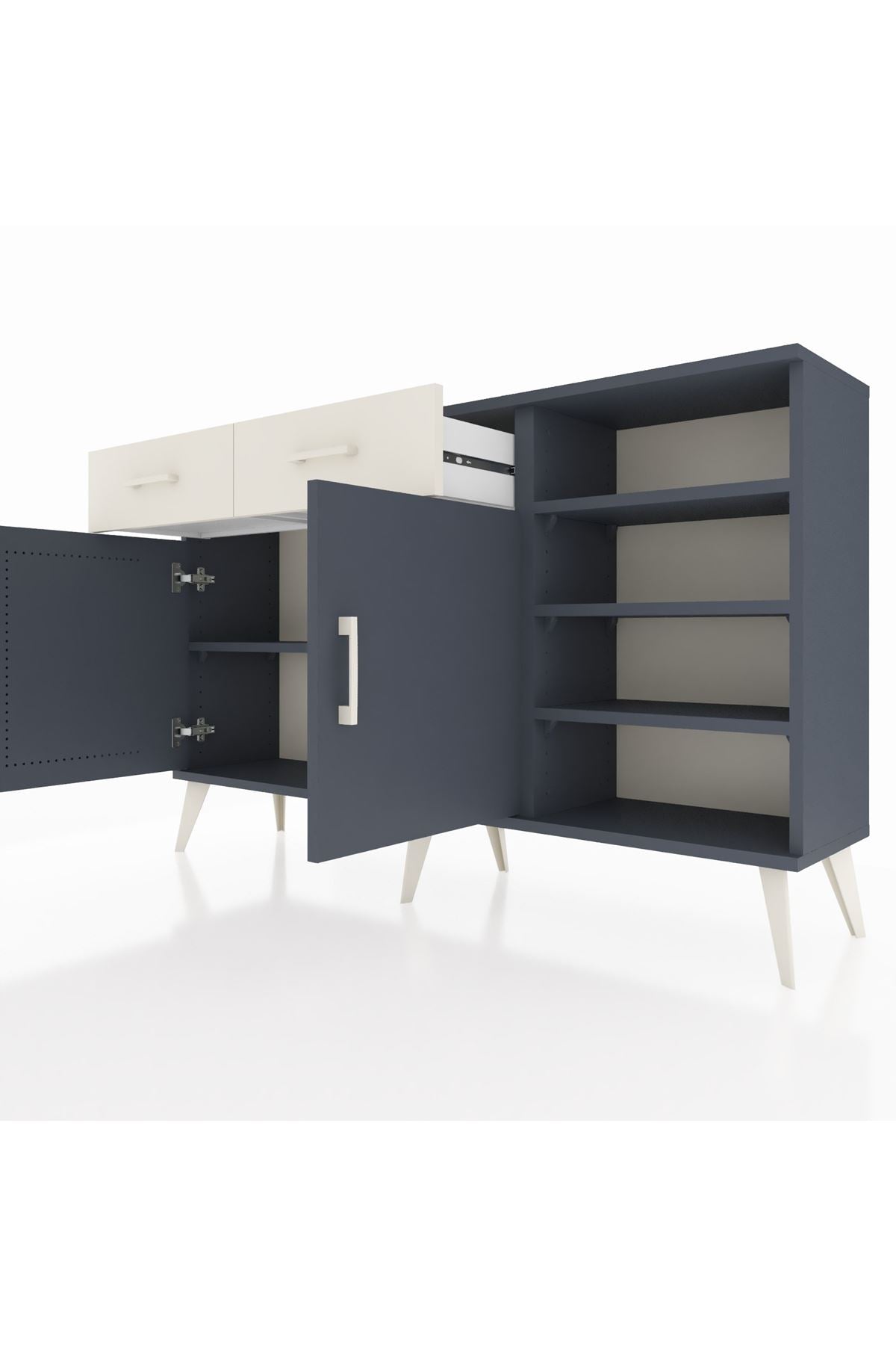 Arges Konsol 5 Raflı 2 Çekmeceli 2 Kapaklı 132x30x83 - S144M024V16A