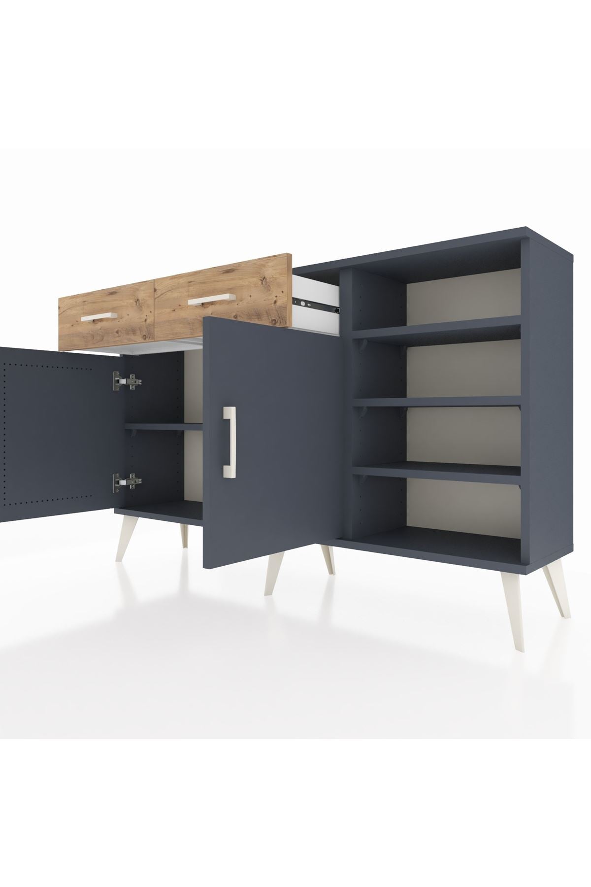 Arges Konsol 5 Raflı 2 Çekmeceli 2 Kapaklı 132x30x83 - S144M024V18A