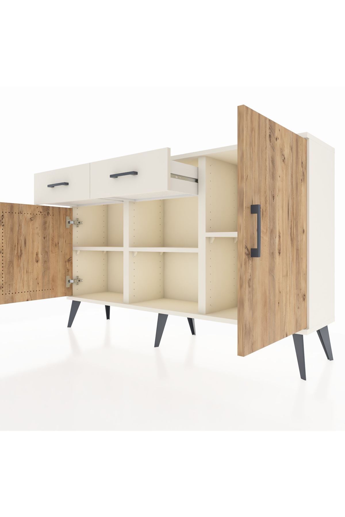 Arges Konsol 3 Raflı 2 Çekmeceli 3 Kapaklı 132x30x83 - S144M025V01A