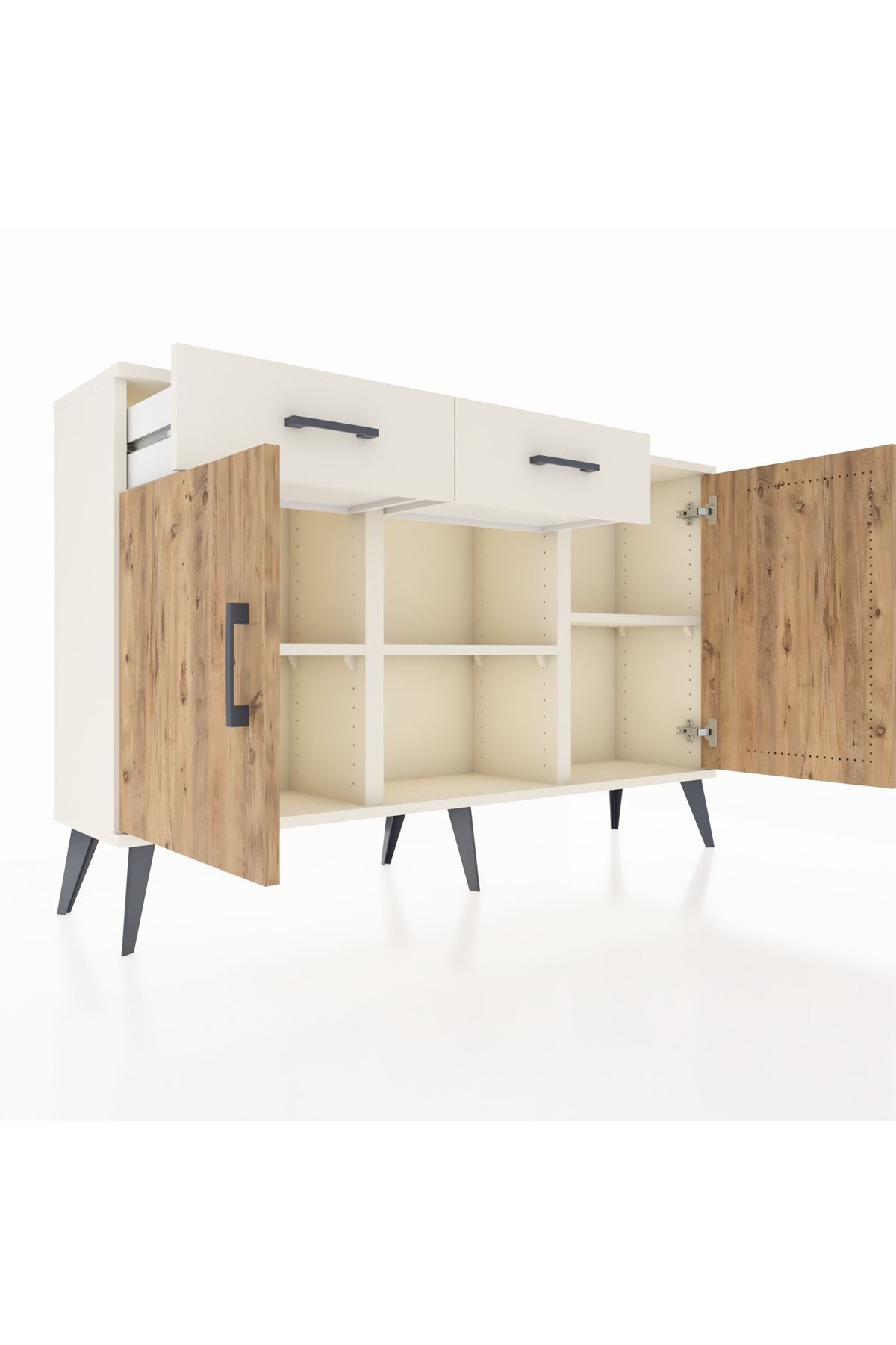 Arges Konsol 3 Raflı 2 Çekmeceli 3 Kapaklı 132x30x83 - S144M025V01A