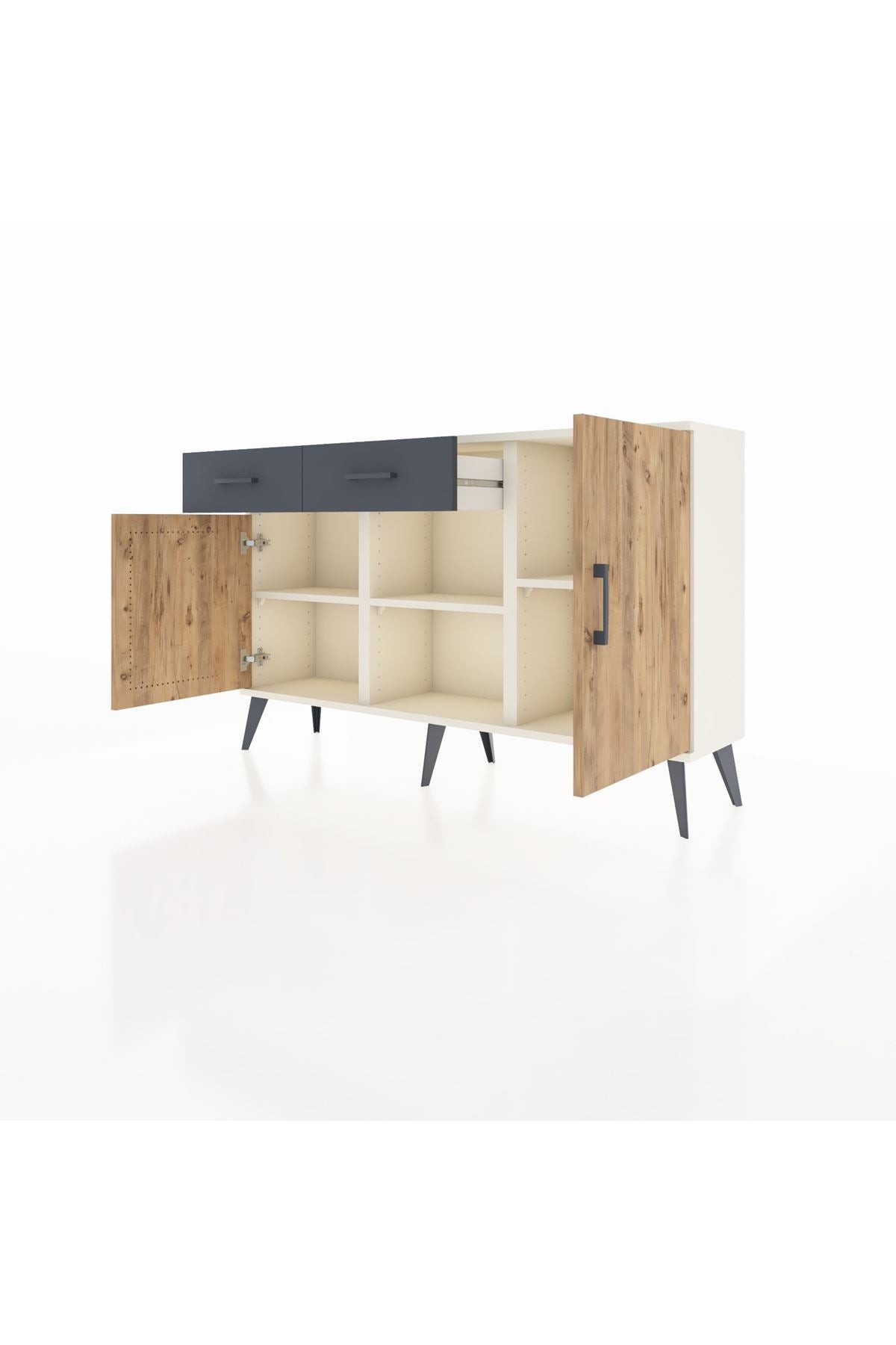Arges Konsol 3 Raflı 2 Çekmeceli 3 Kapaklı 132x30x83 - S144M025V02A