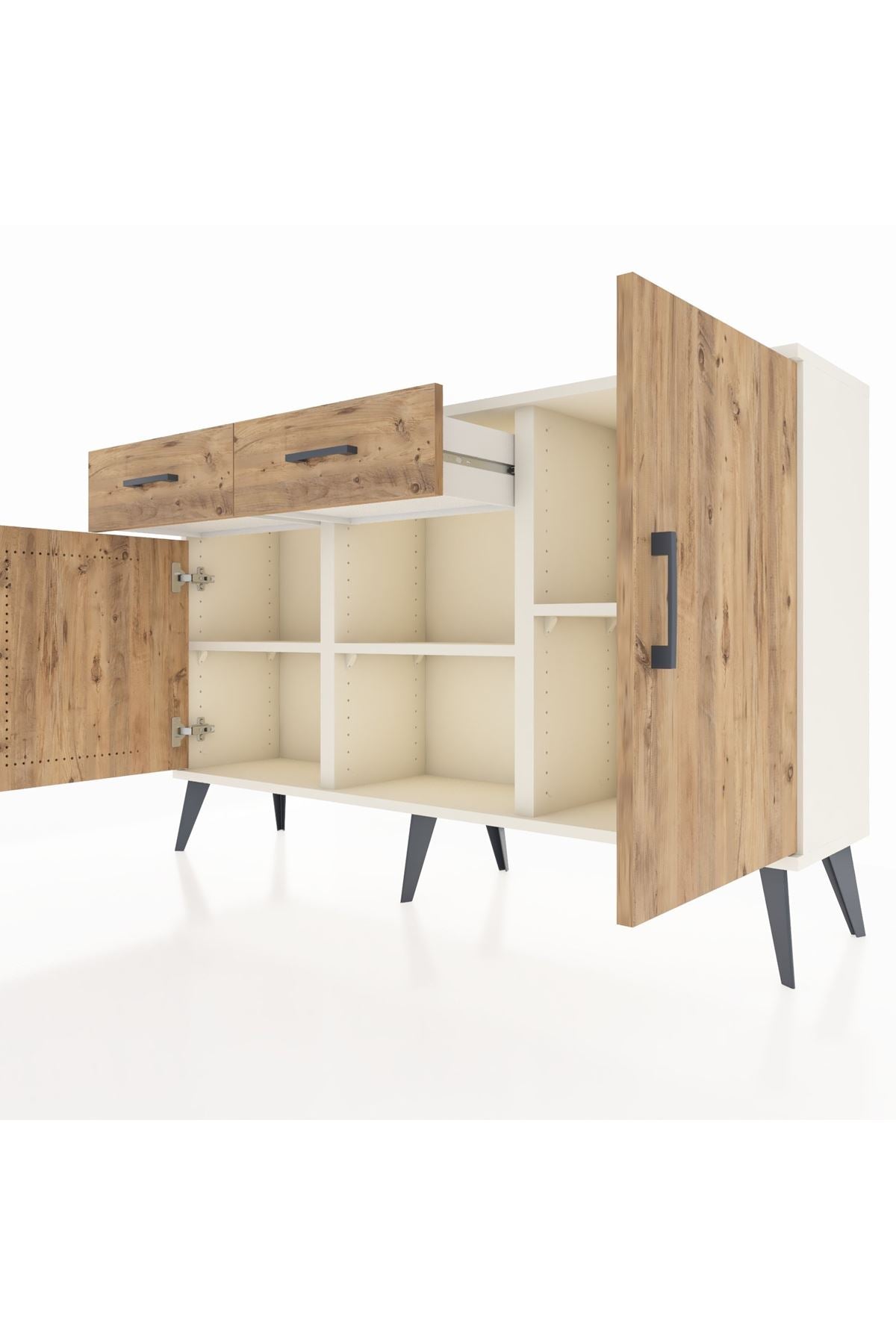 Arges Konsol 3 Raflı 2 Çekmeceli 3 Kapaklı 132x30x83 - S144M025V03A