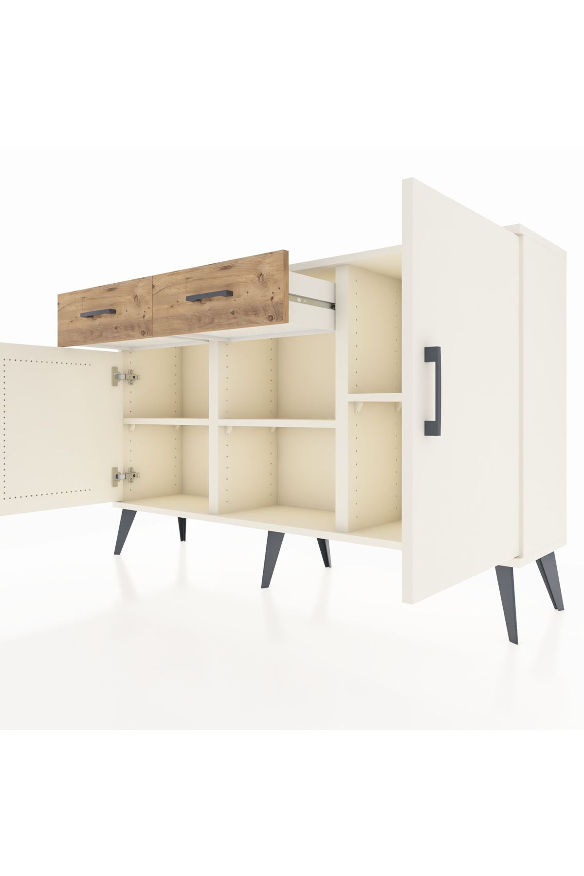 Arges Konsol 3 Raflı 2 Çekmeceli 3 Kapaklı 132x30x83 - S144M025V06A