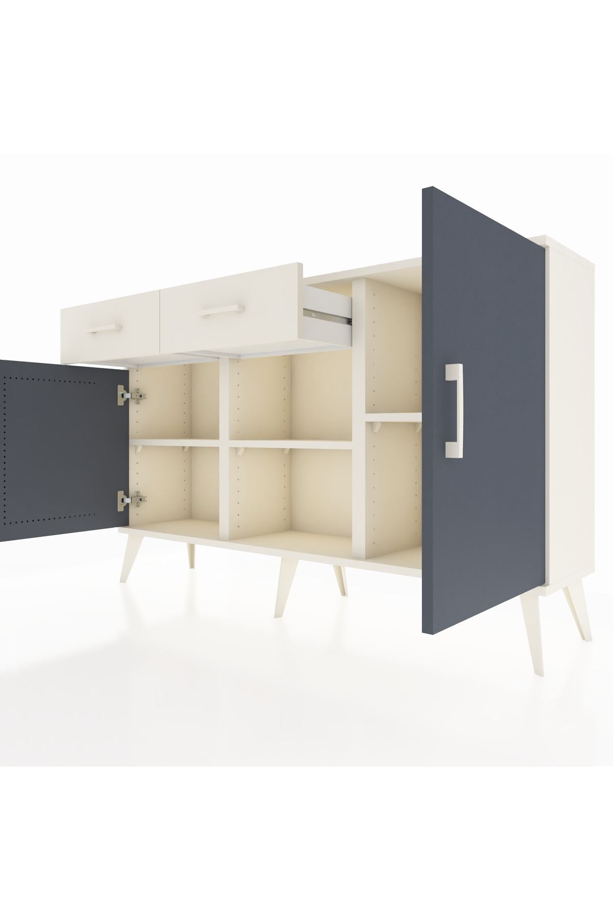 Arges Konsol 3 Raflı 2 Çekmeceli 3 Kapaklı 132x30x83 - S144M025V07A