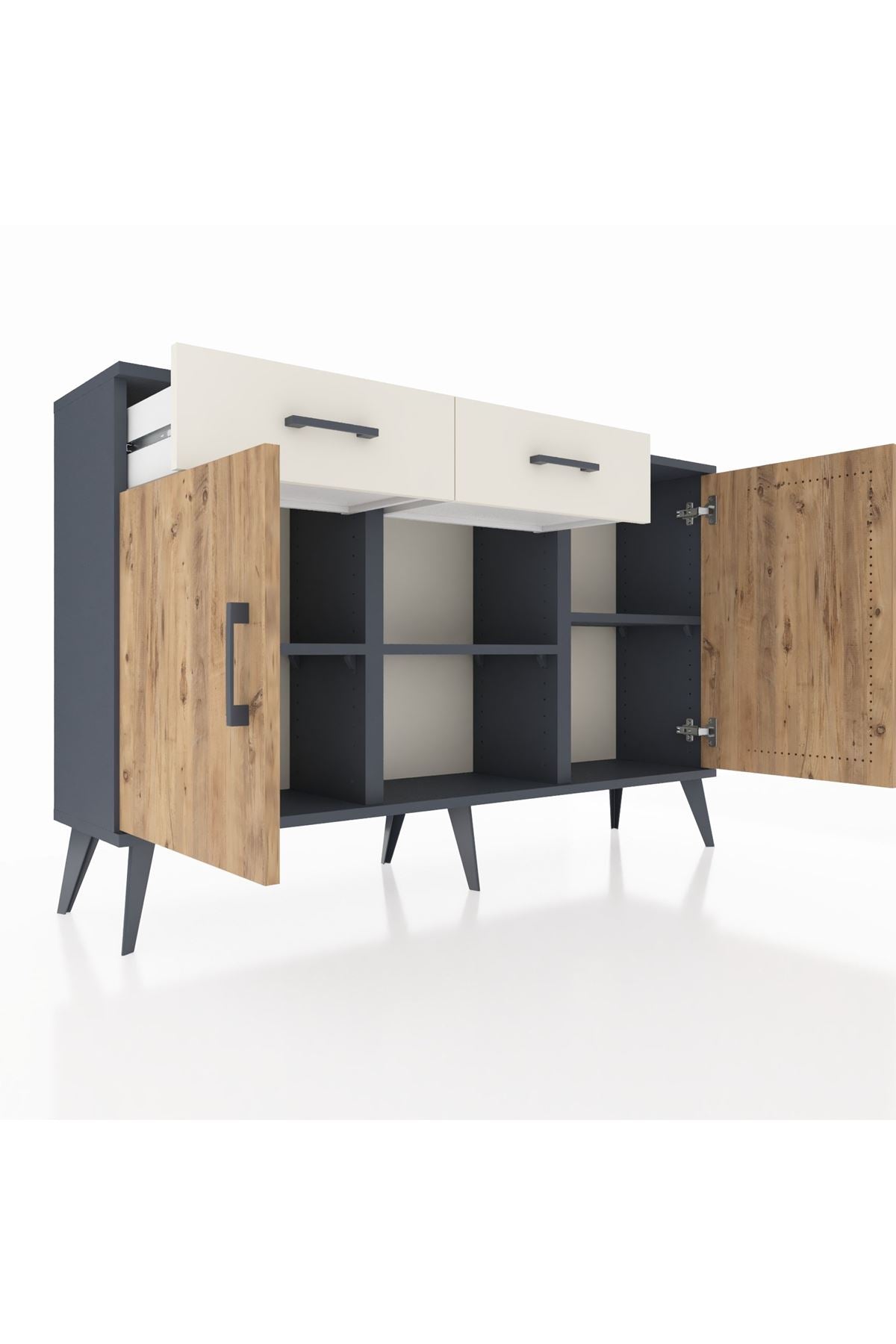 Arges Konsol 3 Raflı 2 Çekmeceli 3 Kapaklı 132x30x83 - S144M025V10A