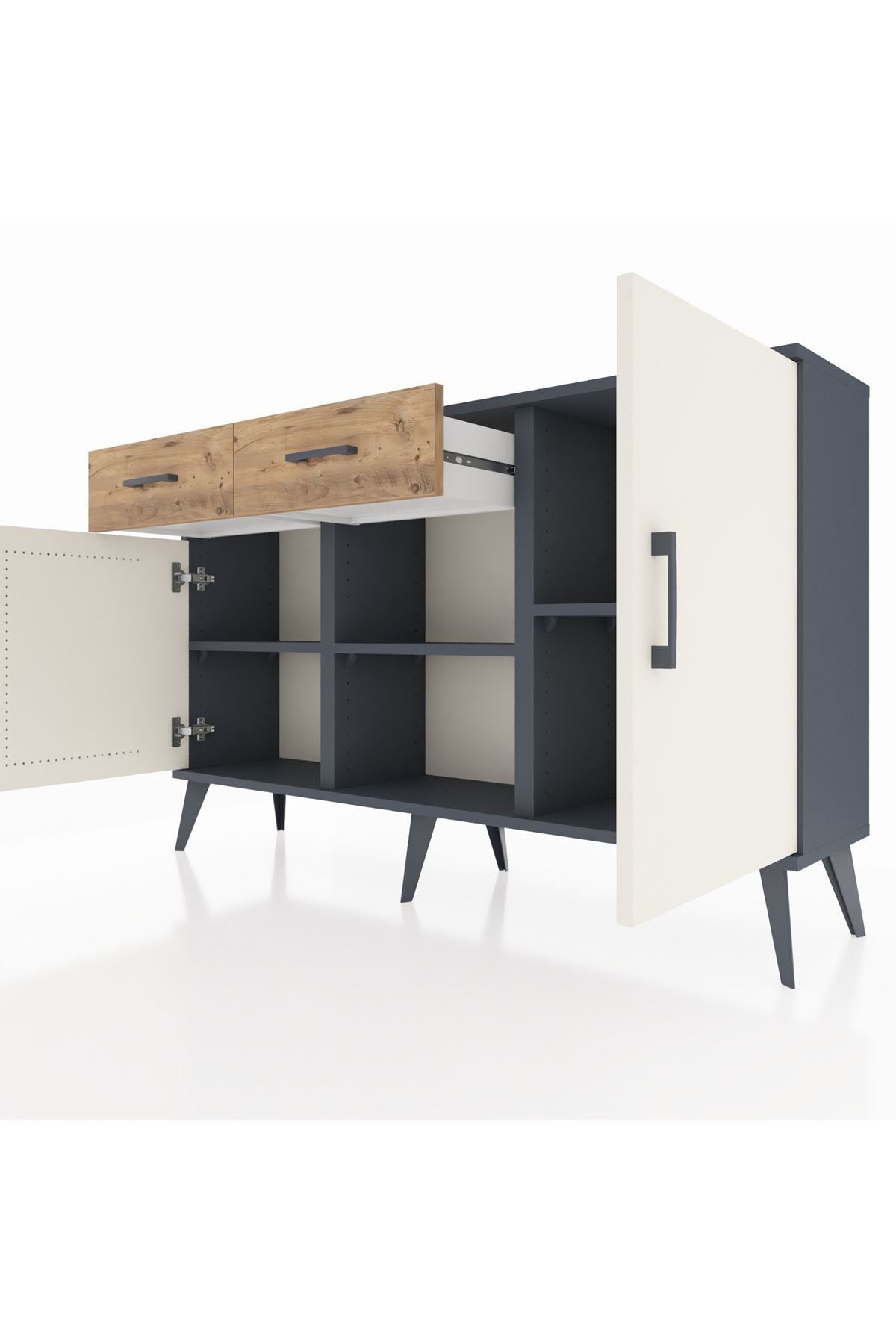 Arges Konsol 3 Raflı 2 Çekmeceli 3 Kapaklı 132x30x83 - S144M025V15A