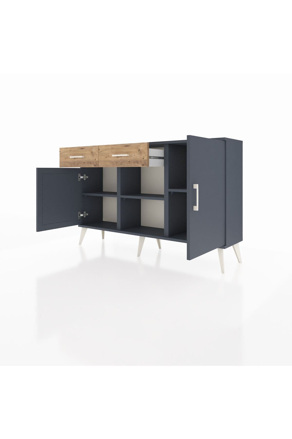 Arges Konsol 3 Raflı 2 Çekmeceli 3 Kapaklı 132x30x83 - S144M025V18A
