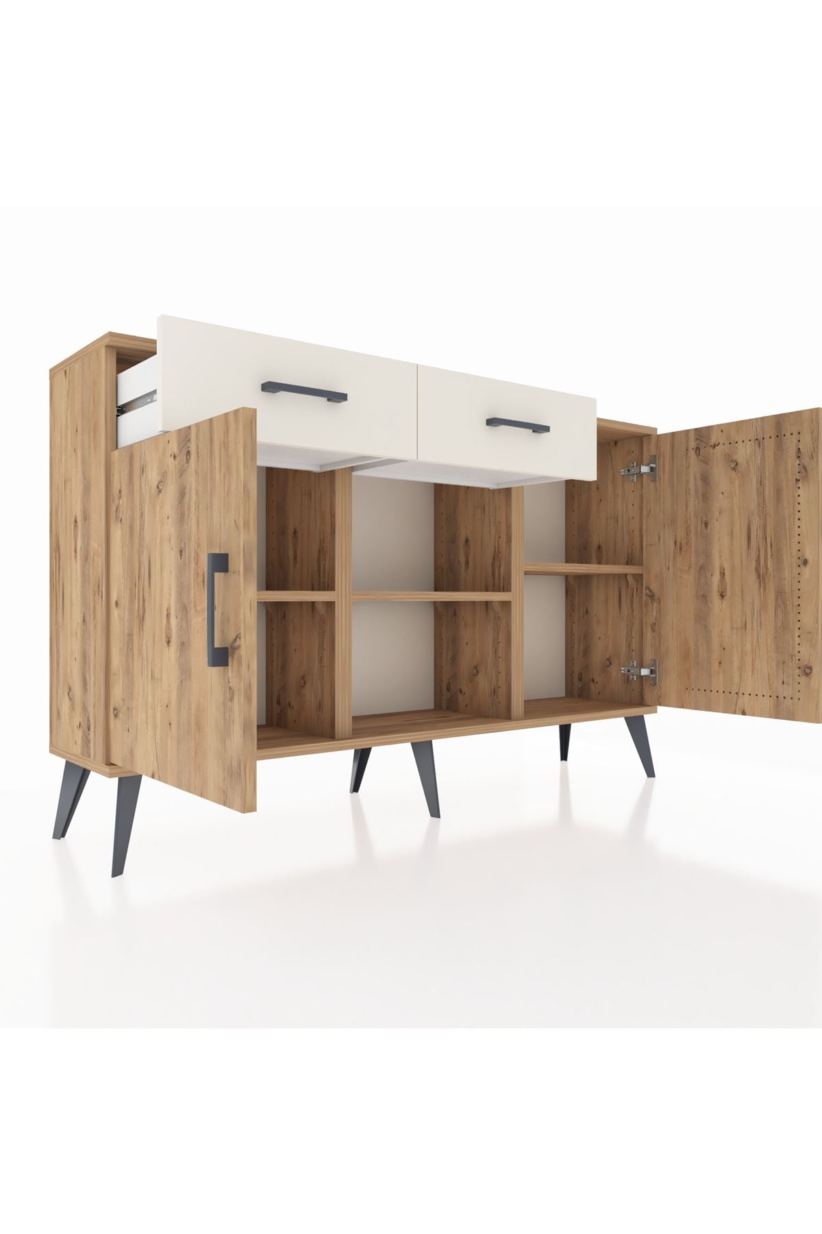 Arges Konsol 3 Raflı 2 Çekmeceli 3 Kapaklı 132x30x83 - S144M025V19A