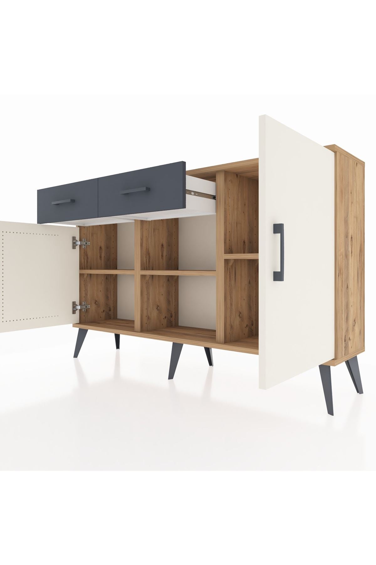 Arges Konsol 3 Raflı 2 Çekmeceli 3 Kapaklı 132x30x83 - S144M025V23A