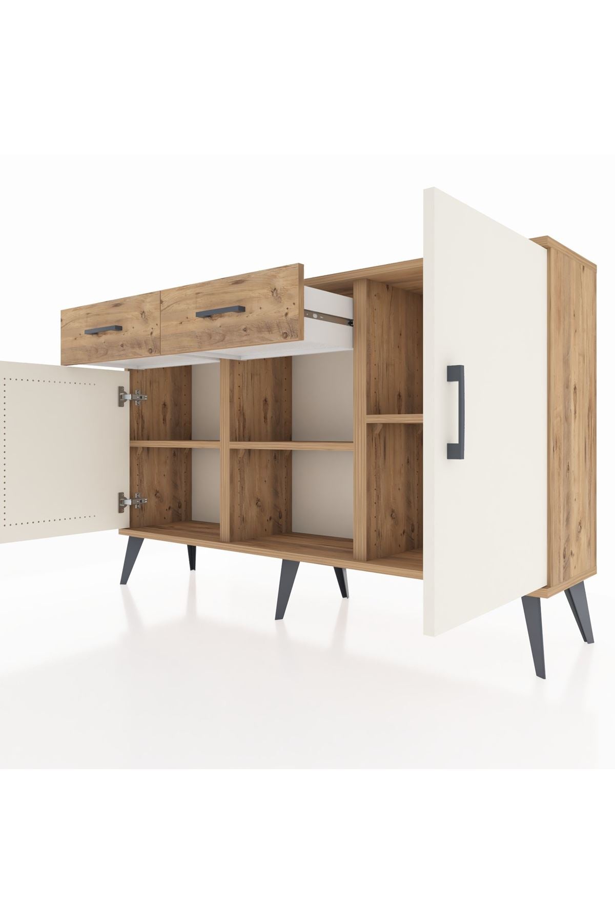 Arges Konsol 3 Raflı 2 Çekmeceli 3 Kapaklı 132x30x83 - S144M025V24A
