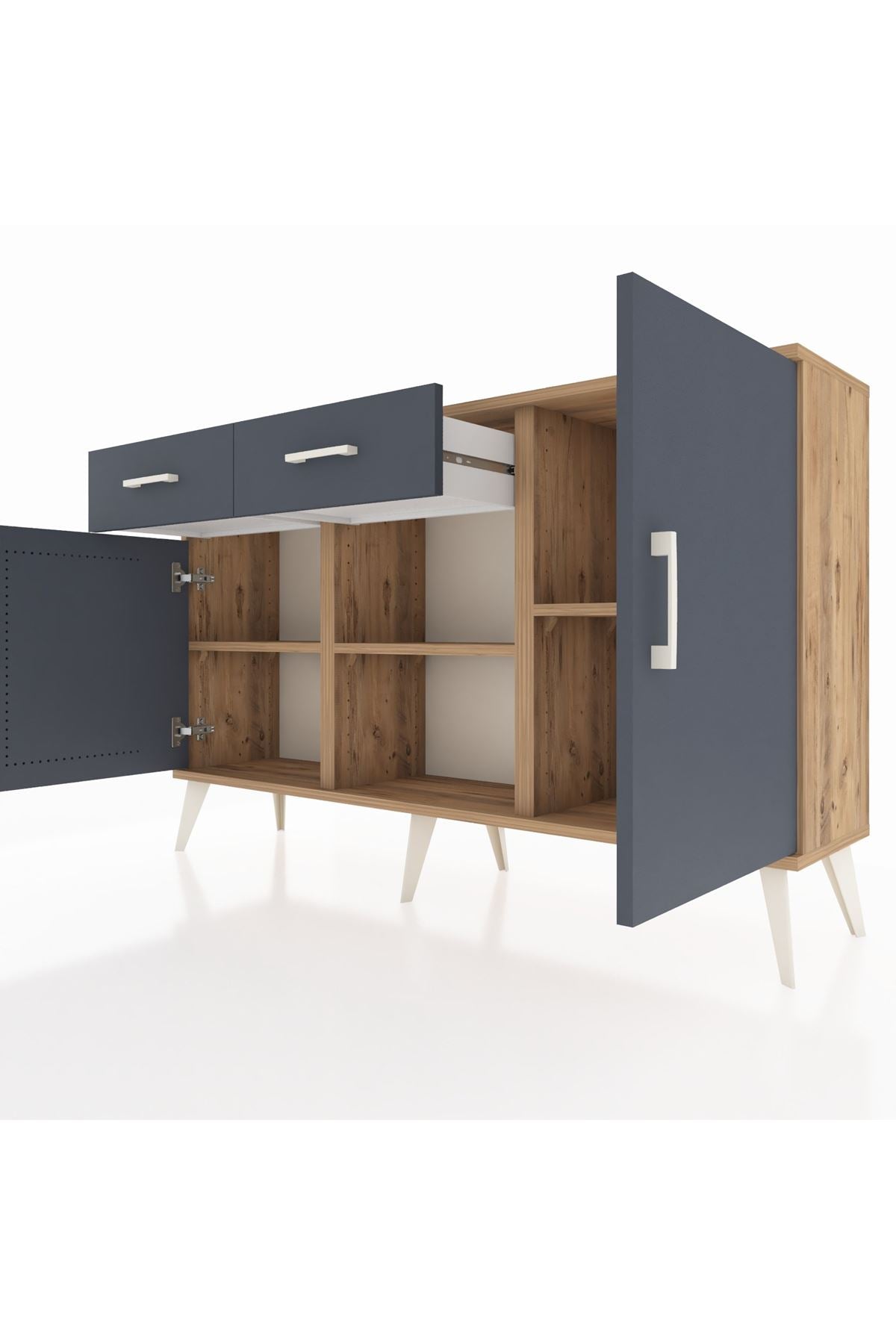 Arges Konsol 3 Raflı 2 Çekmeceli 3 Kapaklı 132x30x83 - S144M025V26A