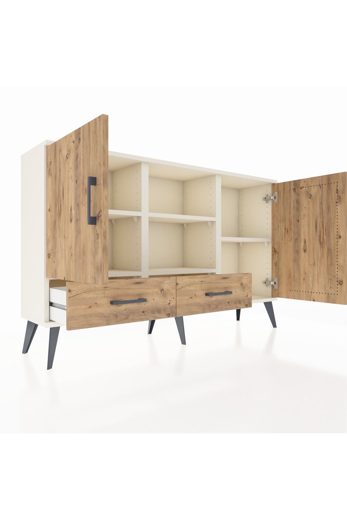 Arges Konsol 5 Raflı 2 Çekmeceli 3 Kapaklı 132x30x83 - S144M026V03A
