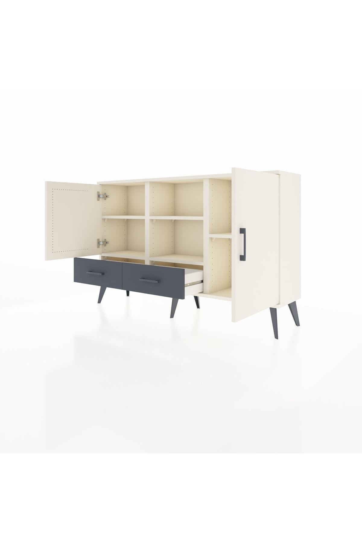 Arges Konsol 5 Raflı 2 Çekmeceli 3 Kapaklı 132x30x83 - S144M026V05A