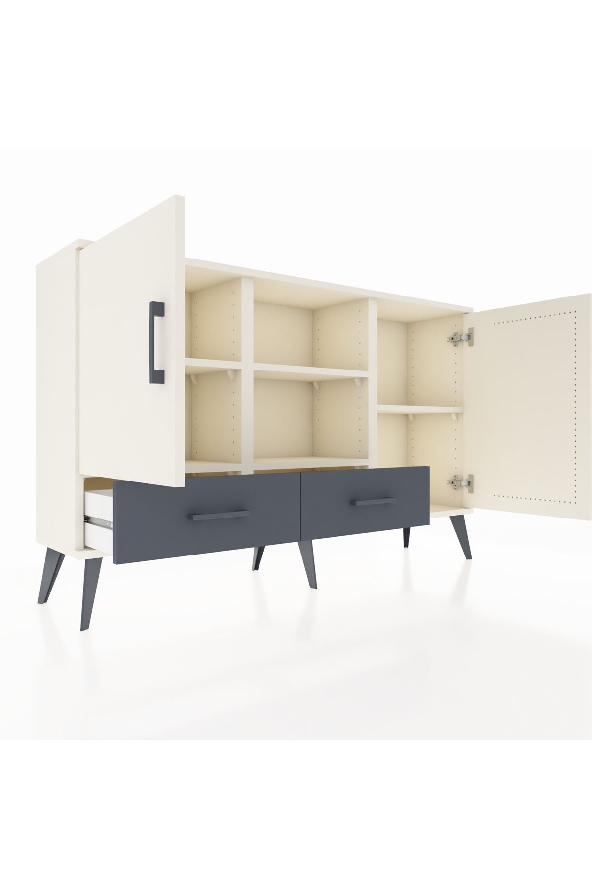 Arges Konsol 5 Raflı 2 Çekmeceli 3 Kapaklı 132x30x83 - S144M026V05A