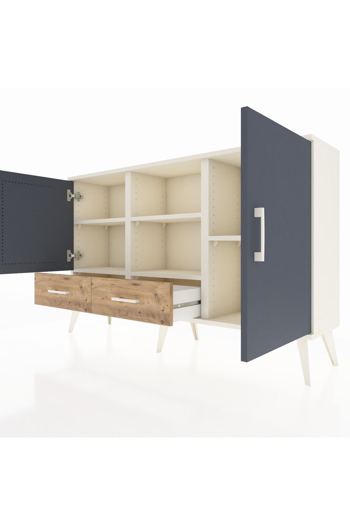 Arges Konsol 5 Raflı 2 Çekmeceli 3 Kapaklı 132x30x83 - S144M026V09A