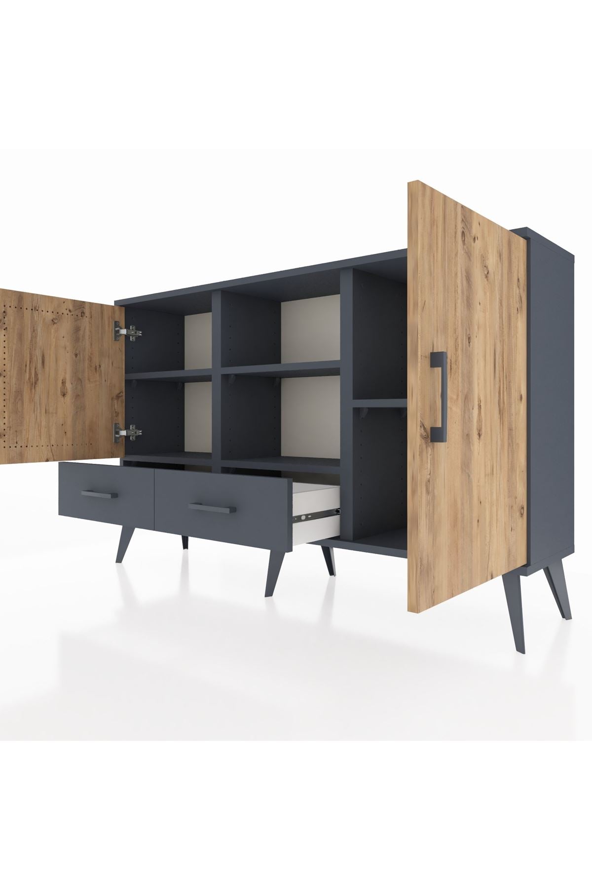 Arges Konsol 5 Raflı 2 Çekmeceli 3 Kapaklı 132x30x83 - S144M026V11A