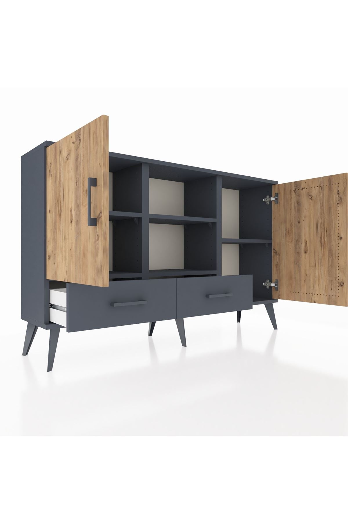Arges Konsol 5 Raflı 2 Çekmeceli 3 Kapaklı 132x30x83 - S144M026V11A