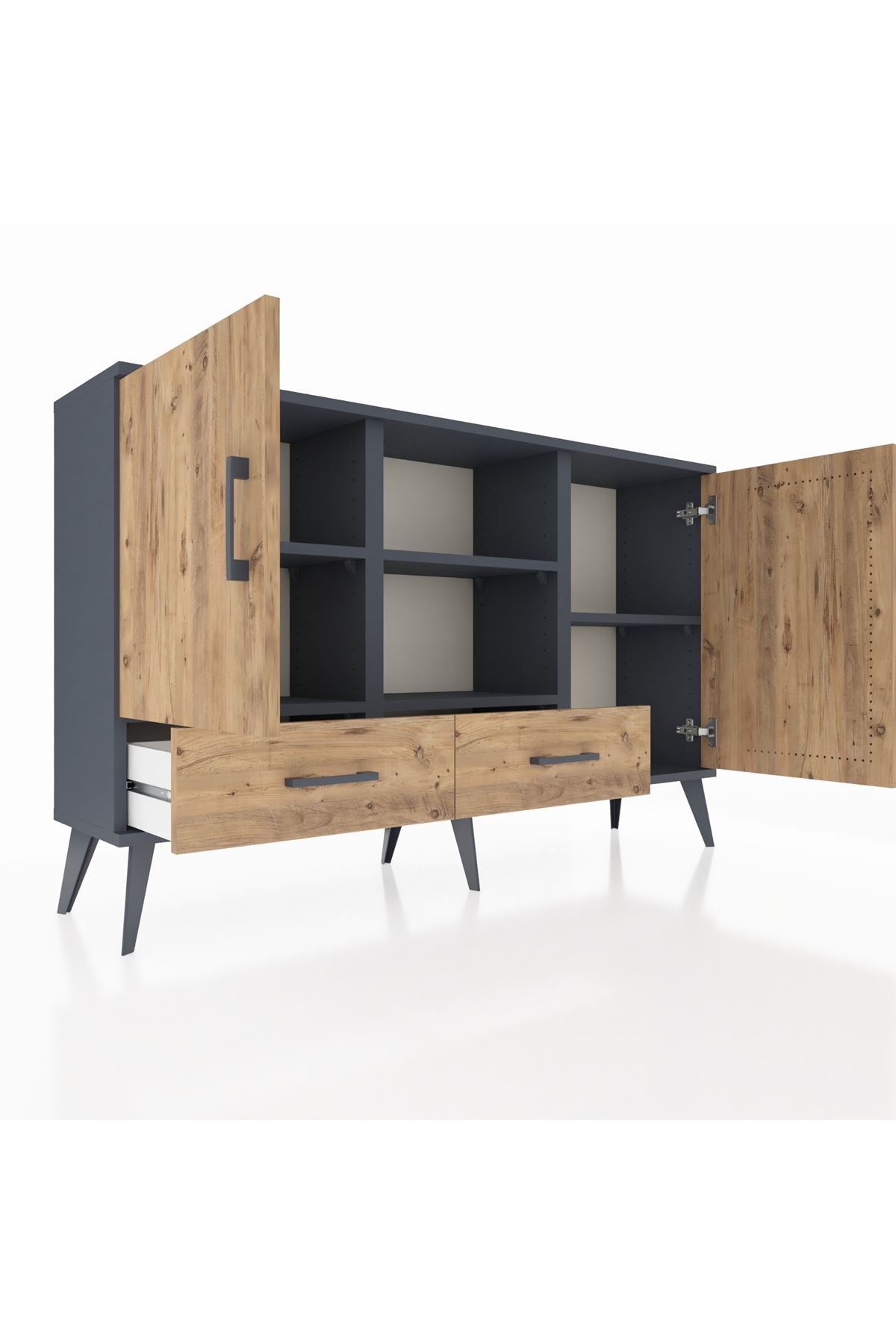 Arges Konsol 5 Raflı 2 Çekmeceli 3 Kapaklı 132x30x83 - S144M026V12A