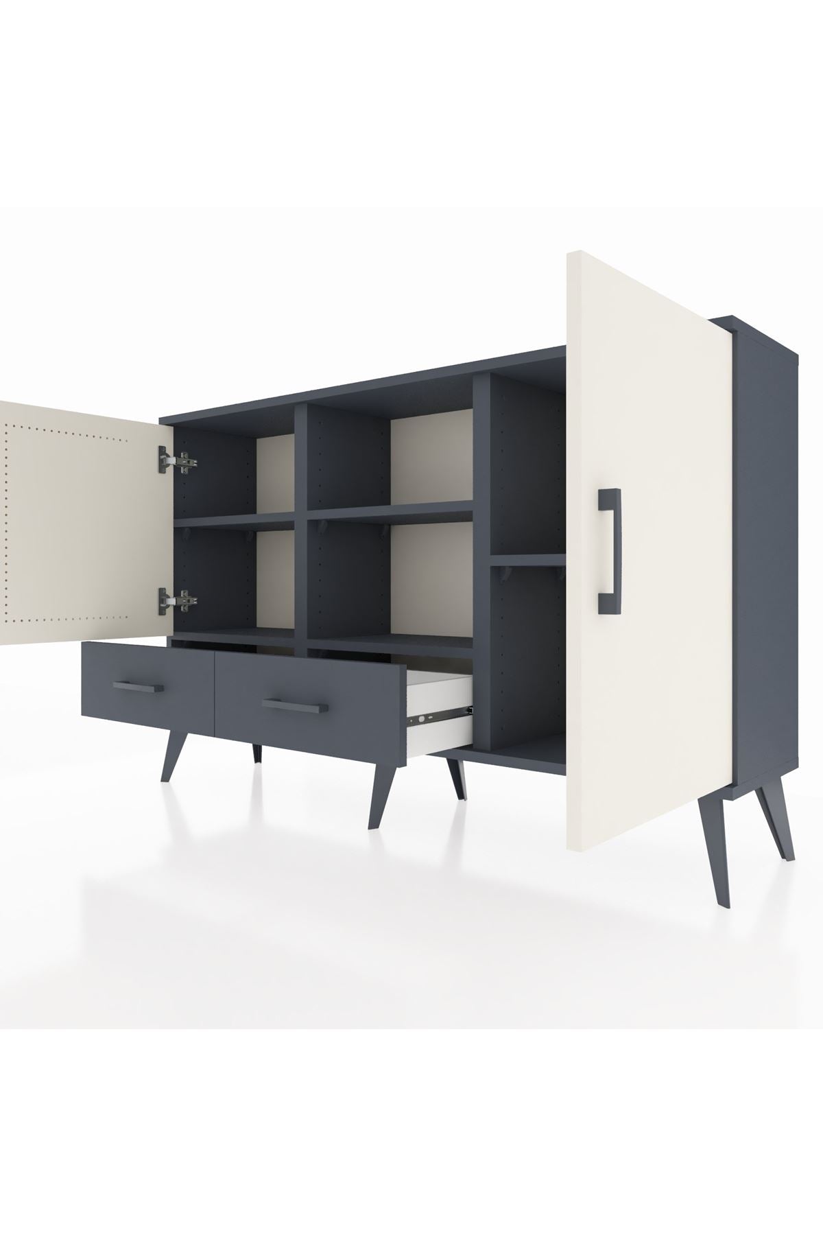Arges Konsol 5 Raflı 2 Çekmeceli 3 Kapaklı 132x30x83 - S144M026V14A