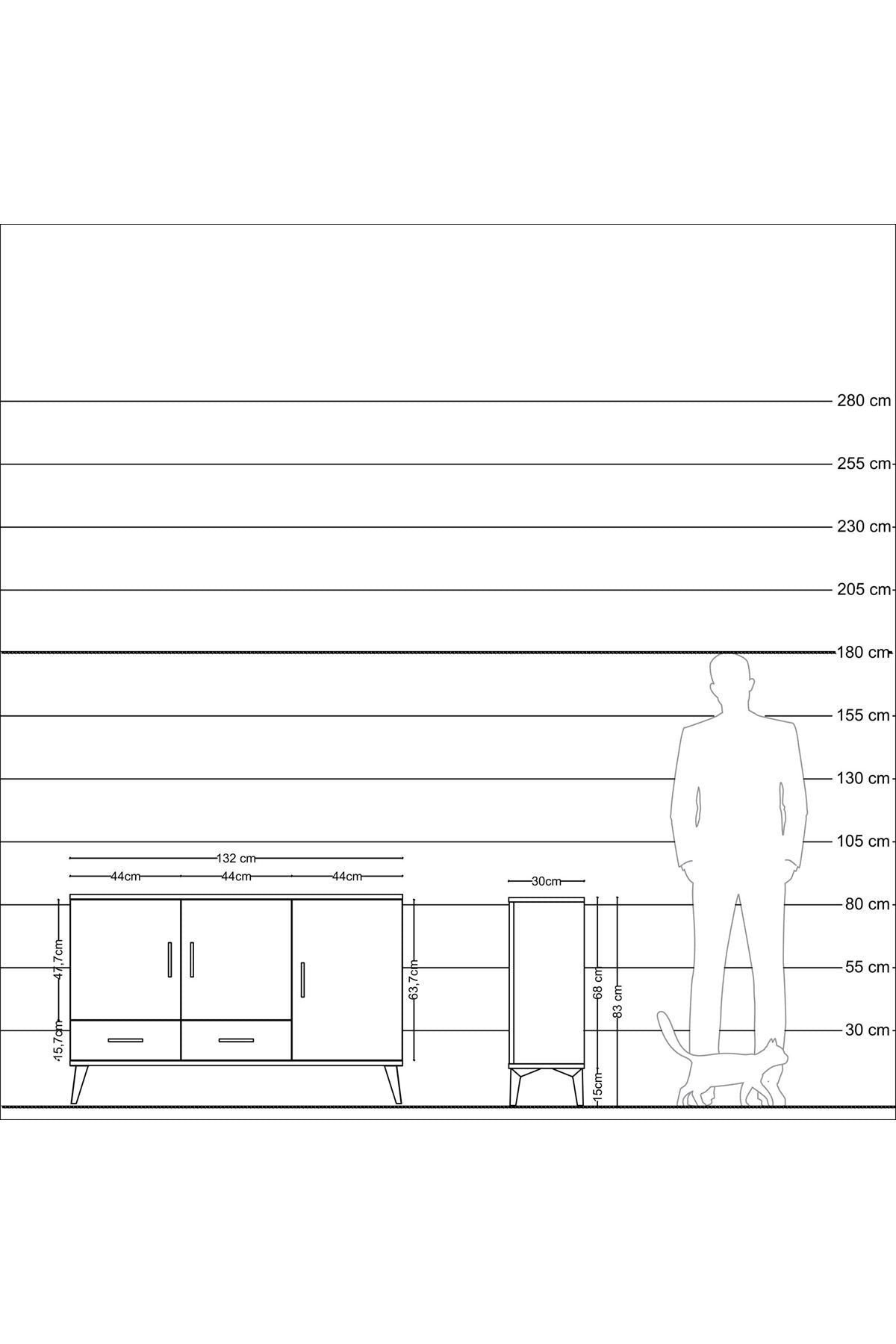 Arges Konsol 5 Raflı 2 Çekmeceli 3 Kapaklı 132x30x83 - S144M026V14A