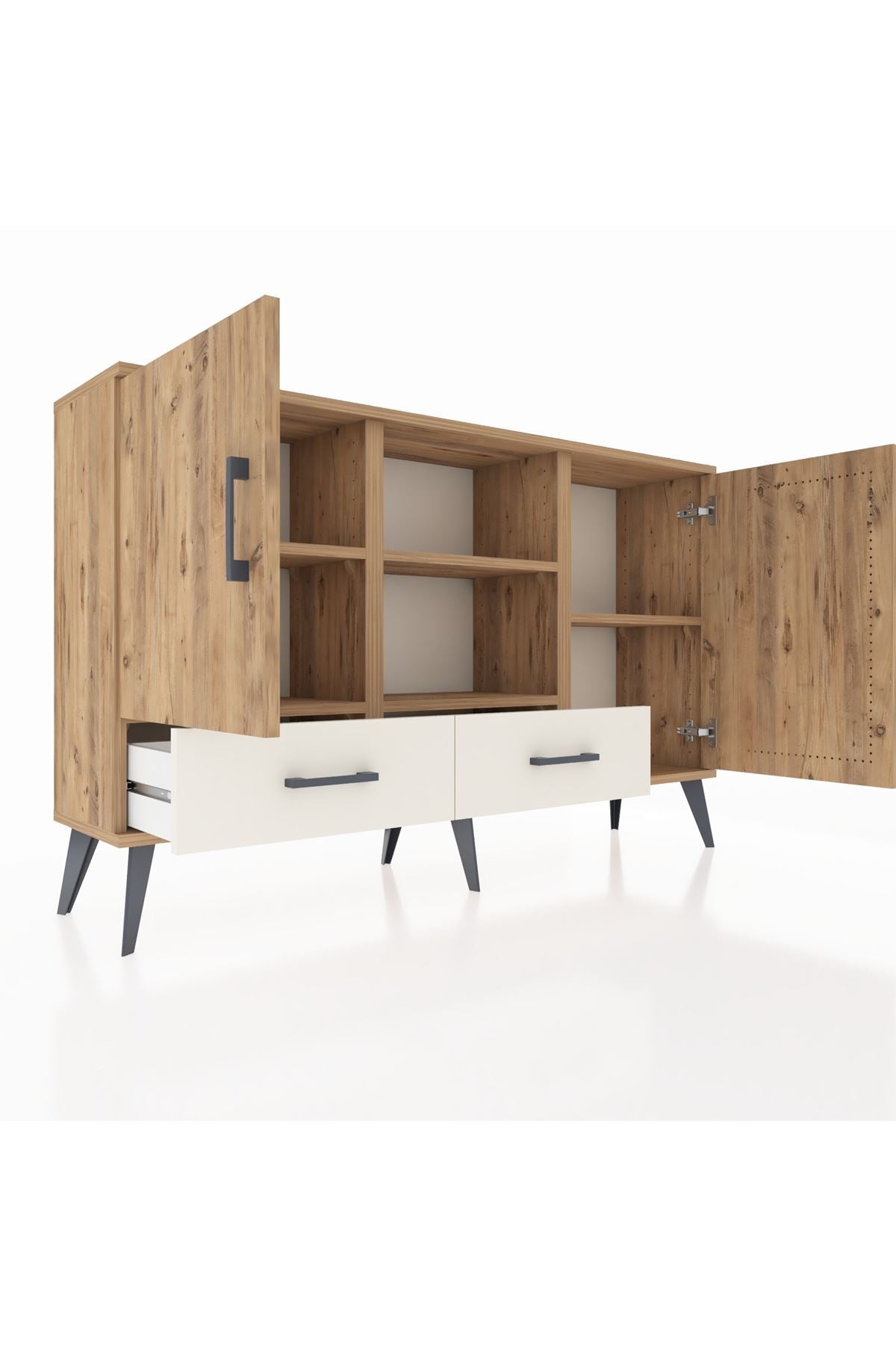 Arges Konsol 5 Raflı 2 Çekmeceli 3 Kapaklı 132x30x83 - S144M026V19A