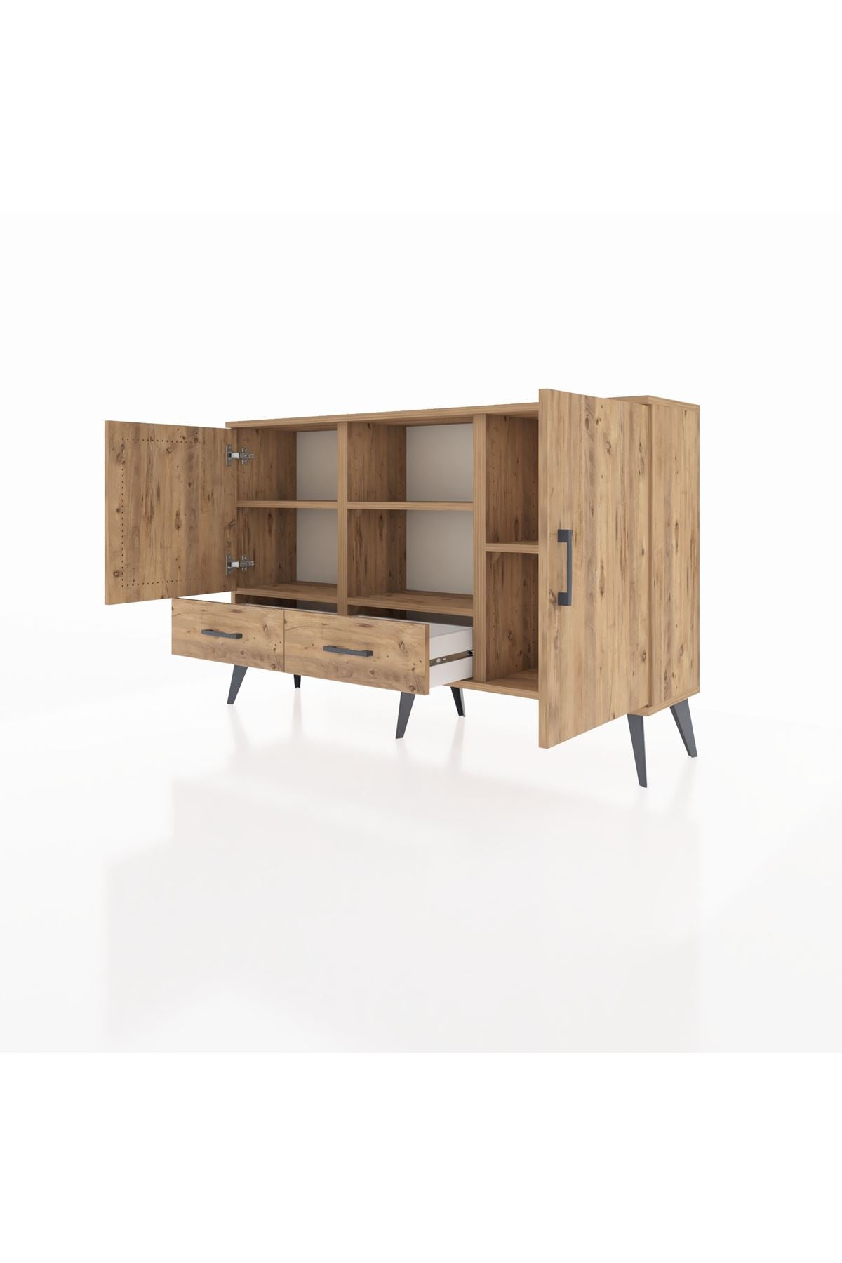 Arges Konsol 5 Raflı 2 Çekmeceli 3 Kapaklı 132x30x83 - S144M026V21A