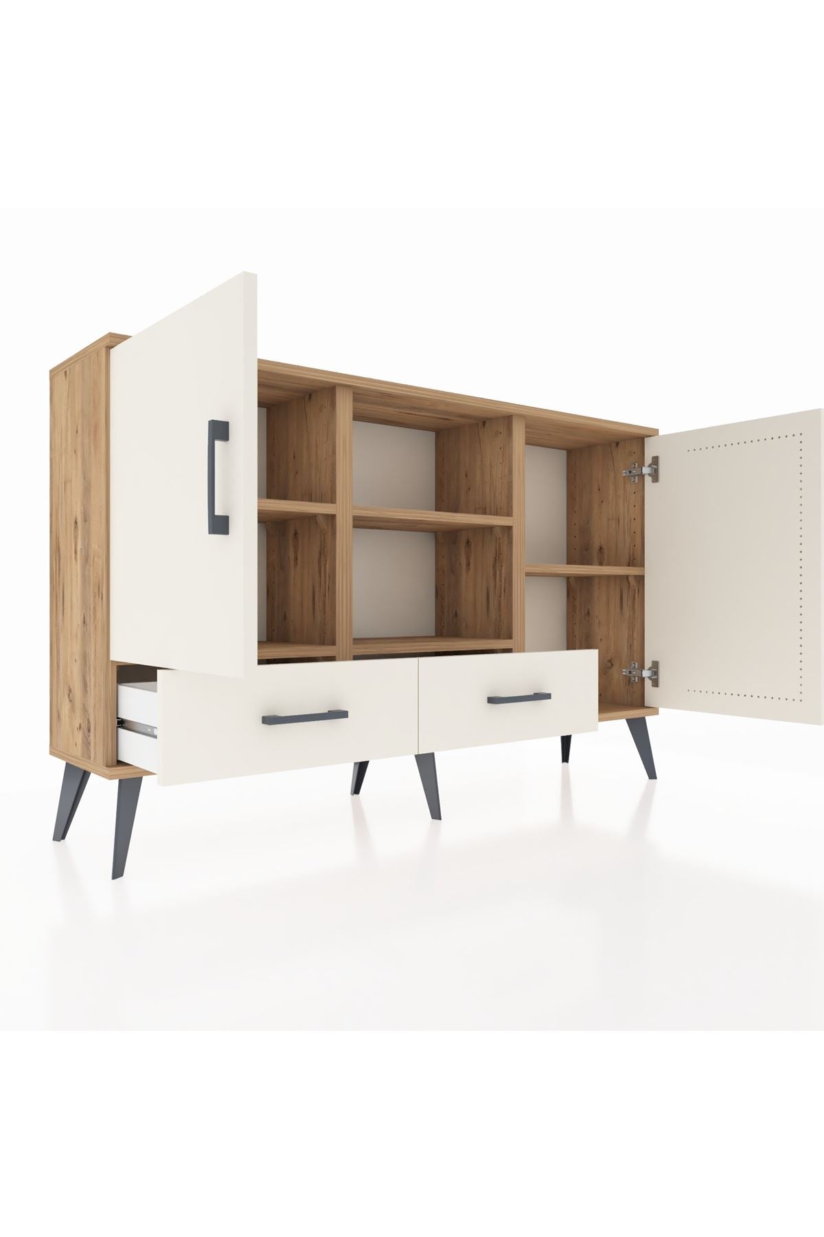 Arges Konsol 5 Raflı 2 Çekmeceli 3 Kapaklı 132x30x83 - S144M026V22A