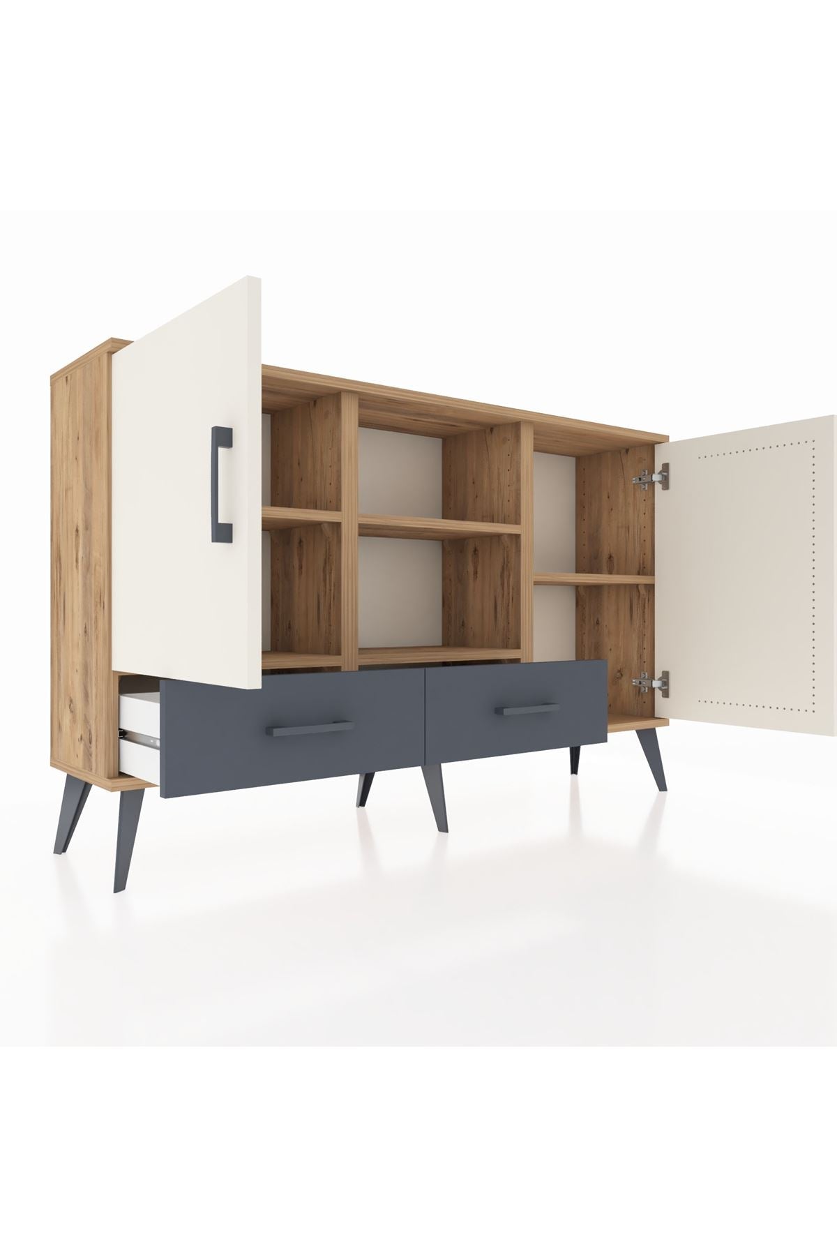 Arges Konsol 5 Raflı 2 Çekmeceli 3 Kapaklı 132x30x83 - S144M026V23A