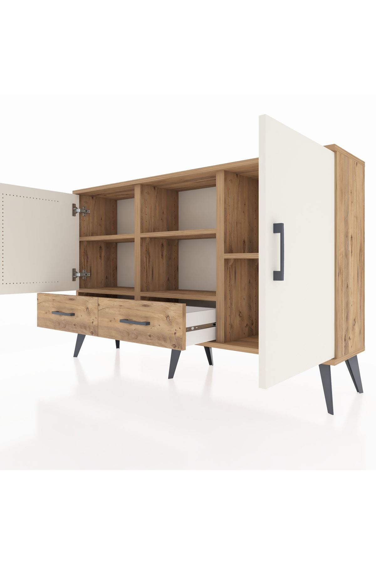 Arges Konsol 5 Raflı 2 Çekmeceli 3 Kapaklı 132x30x83 - S144M026V24A