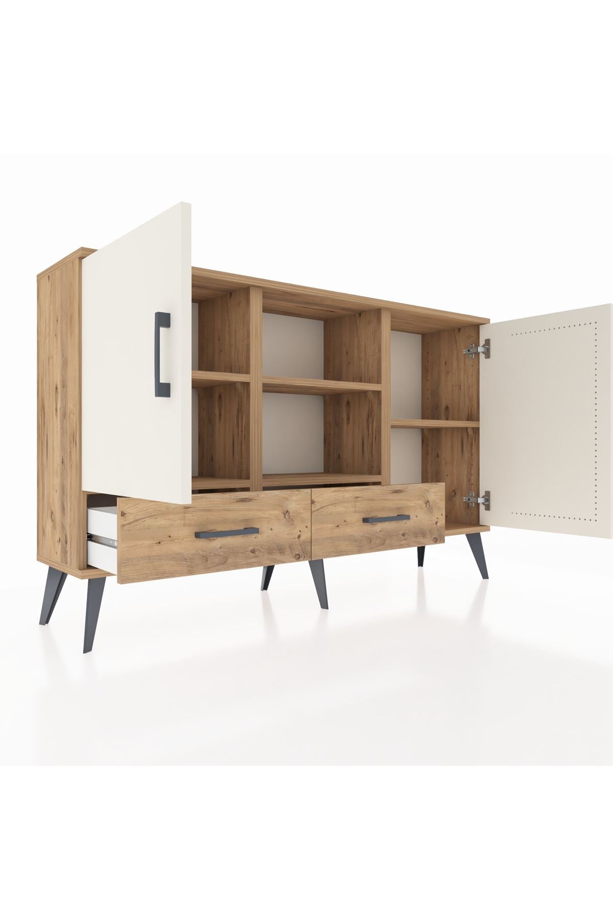 Arges Konsol 5 Raflı 2 Çekmeceli 3 Kapaklı 132x30x83 - S144M026V24A