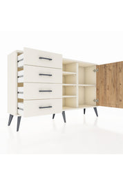 Arges Konsol 4 Raflı 4 Çekmeceli Tek Kapaklı 132x30x83 - S144M027V01A