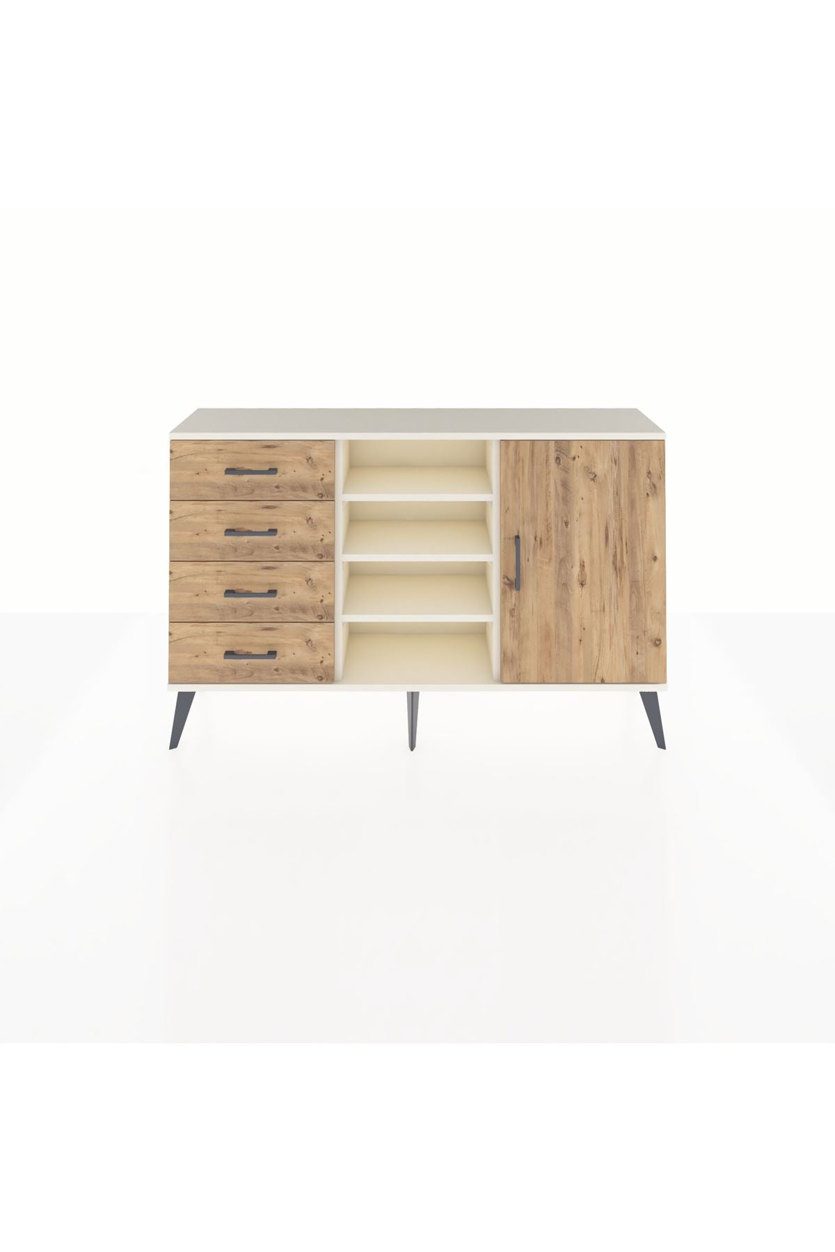 Arges Konsol 4 Raflı 4 Çekmeceli Tek Kapaklı 132x30x83 - S144M027V03A