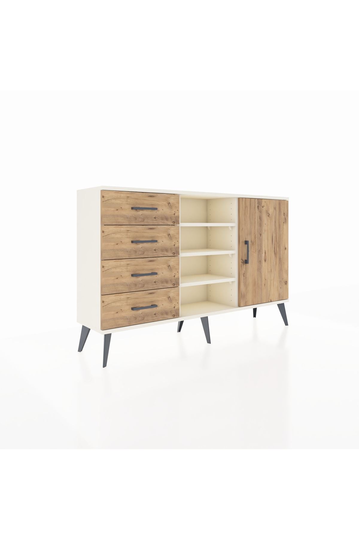 Arges Konsol 4 Raflı 4 Çekmeceli Tek Kapaklı 132x30x83 - S144M027V03A