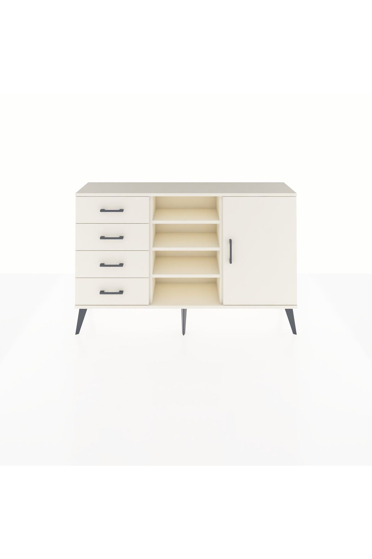 Arges Konsol 4 Raflı 4 Çekmeceli Tek Kapaklı 132x30x83 - S144M027V04A
