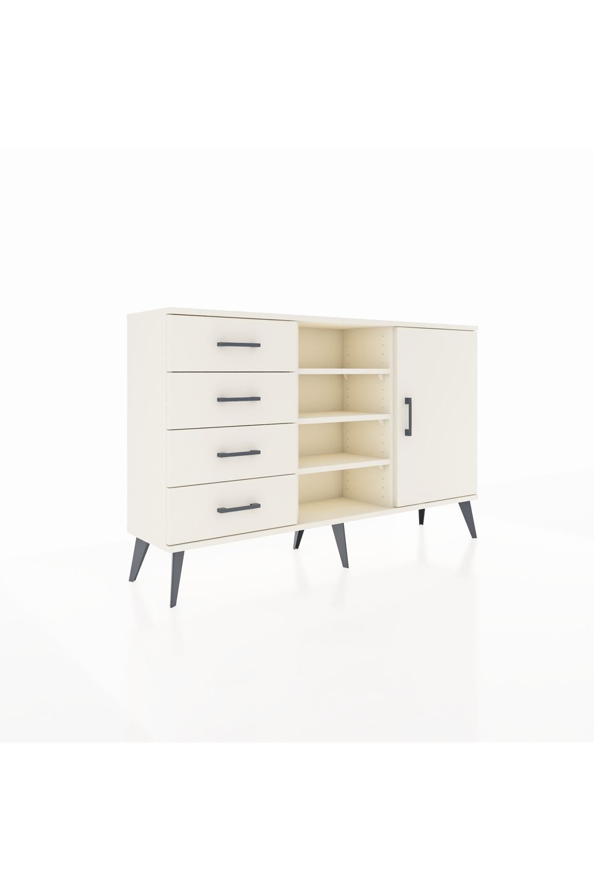 Arges Konsol 4 Raflı 4 Çekmeceli Tek Kapaklı 132x30x83 - S144M027V04A