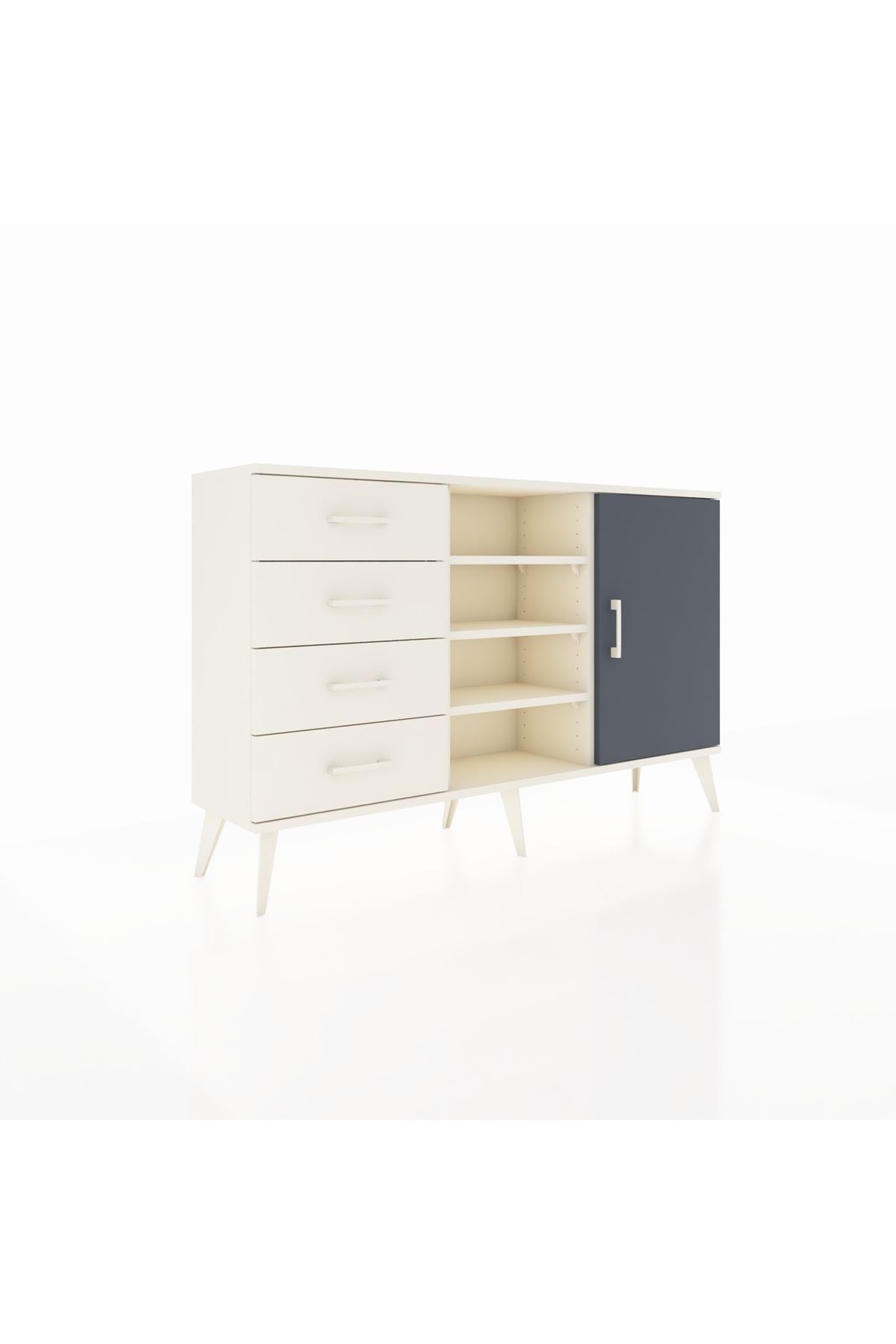 Arges Konsol 4 Raflı 4 Çekmeceli Tek Kapaklı 132x30x83 - S144M027V07A