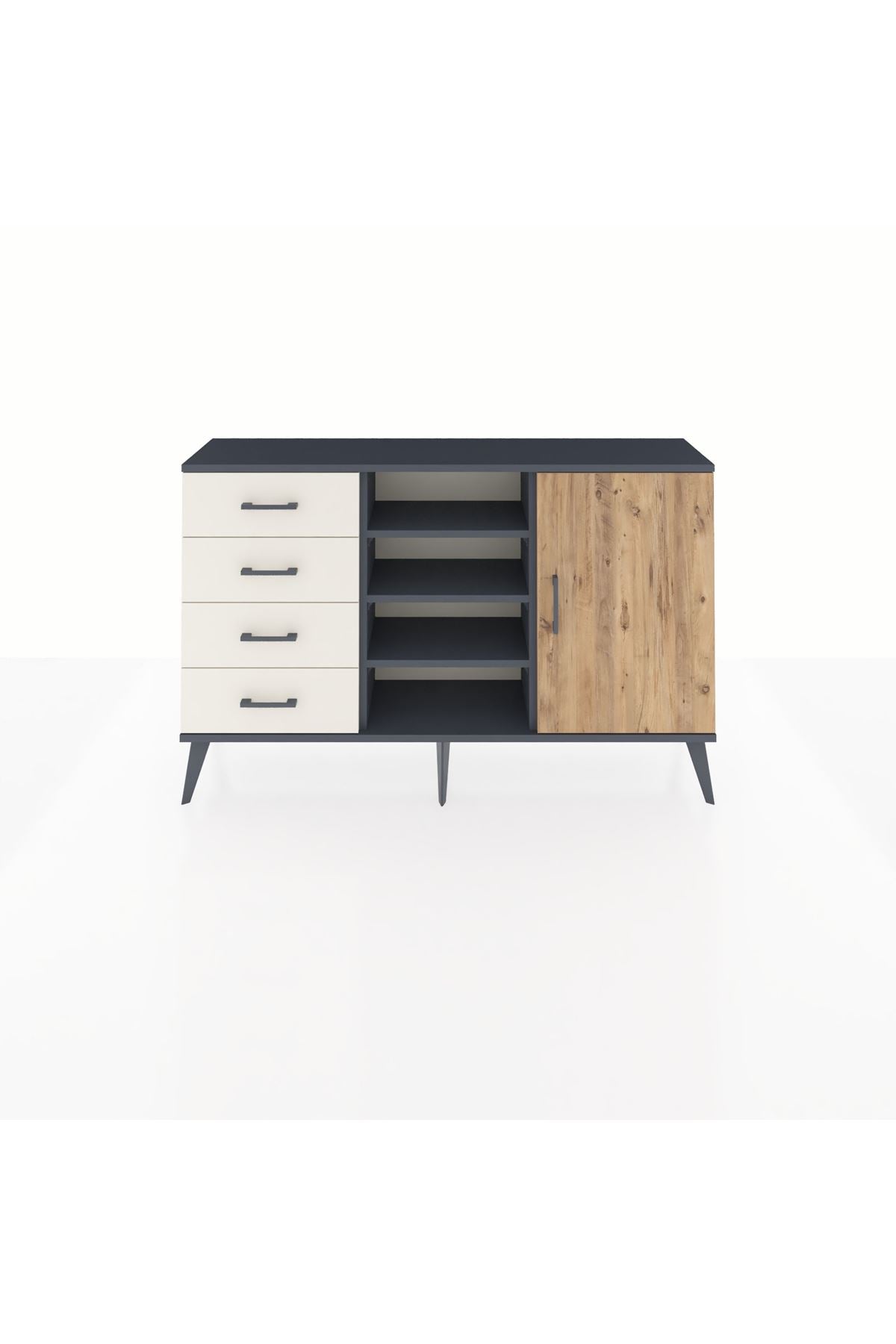 Arges Konsol 4 Raflı 4 Çekmeceli Tek Kapaklı 132x30x83 - S144M027V10A