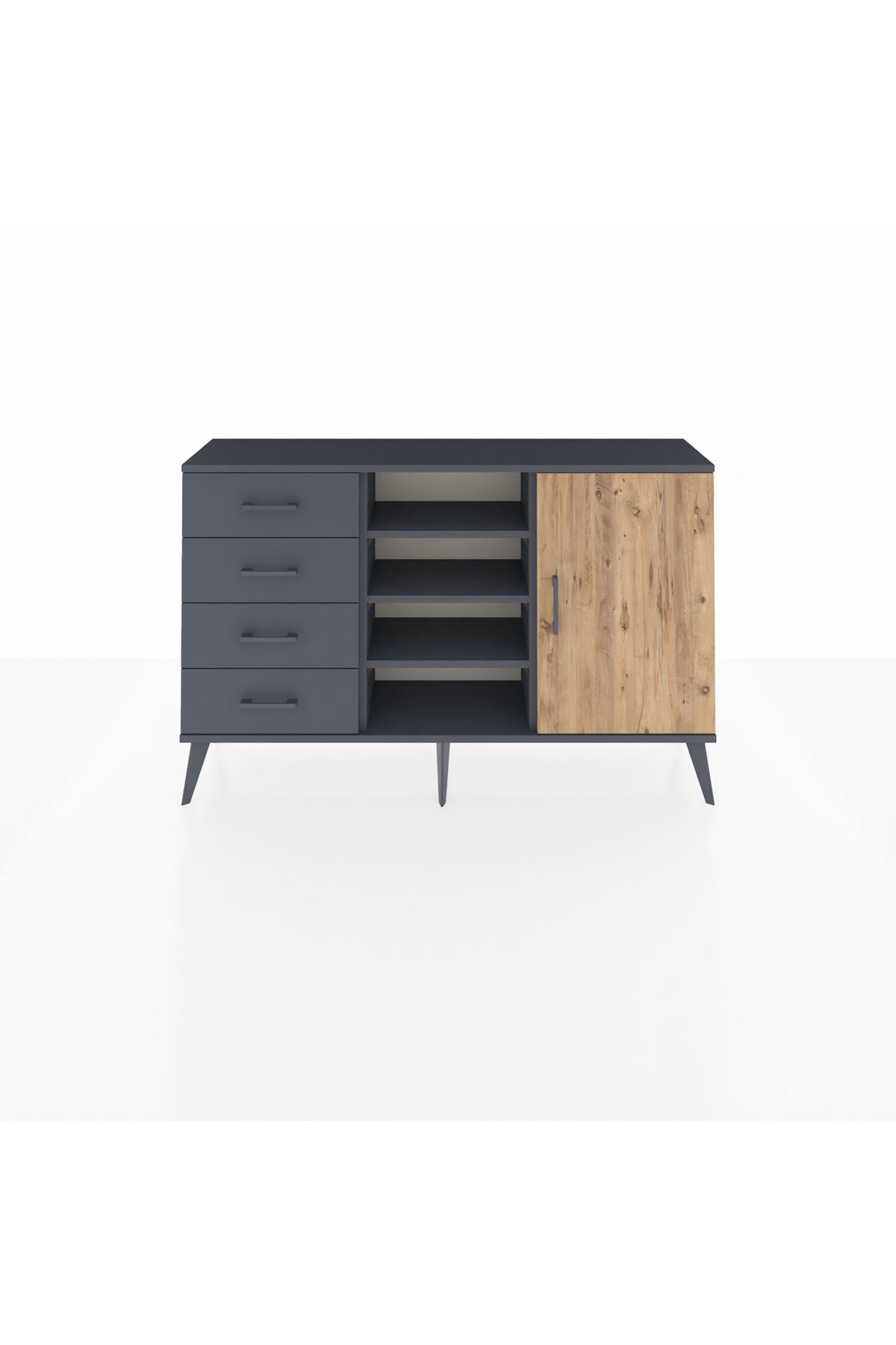Arges Konsol 4 Raflı 4 Çekmeceli Tek Kapaklı 132x30x83 - S144M027V11A