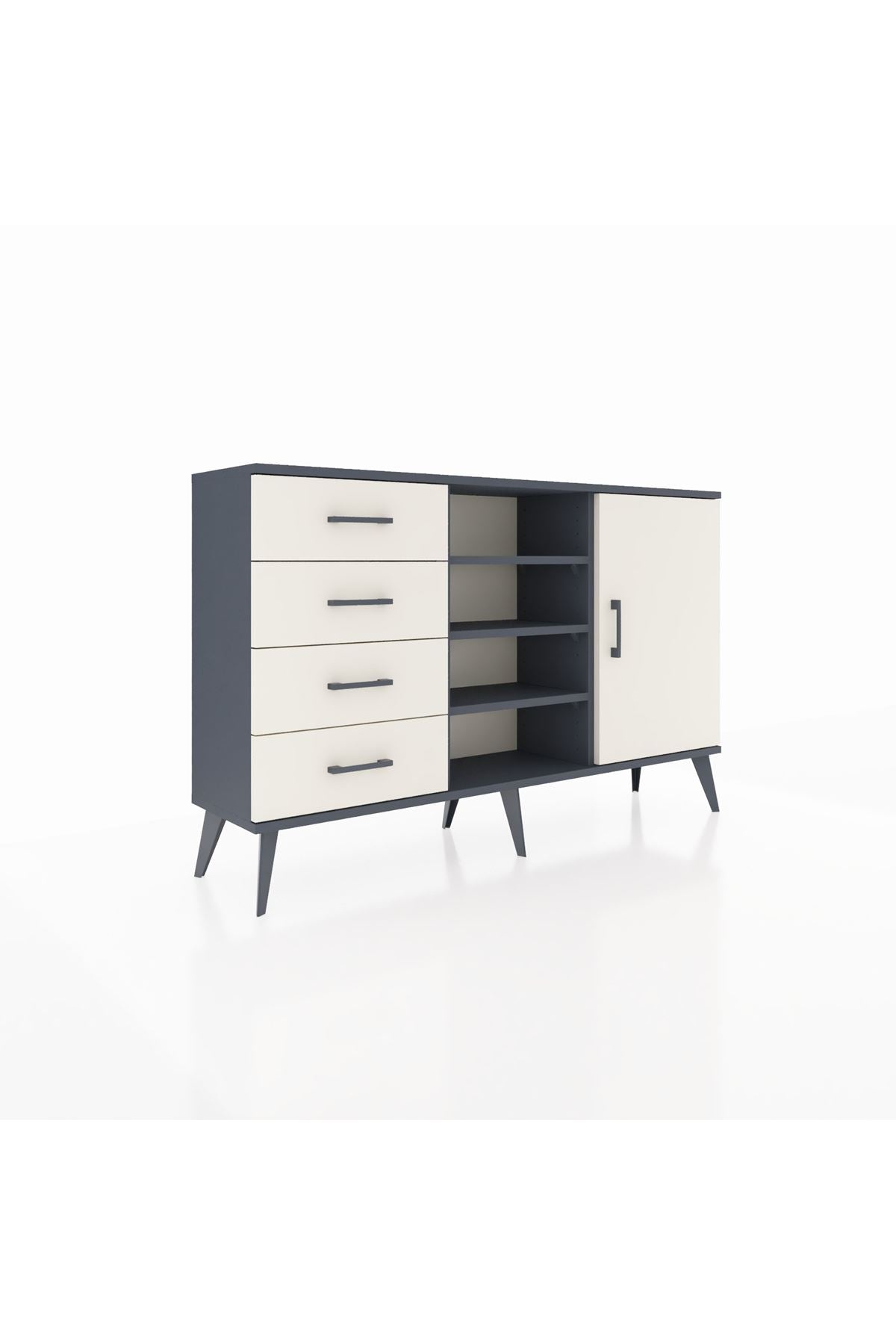 Arges Konsol 4 Raflı 4 Çekmeceli Tek Kapaklı 132x30x83 - S144M027V13A