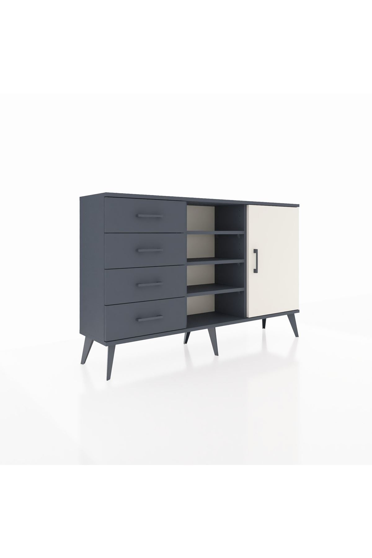 Arges Konsol 4 Raflı 4 Çekmeceli Tek Kapaklı 132x30x83 - S144M027V14A