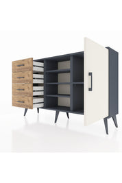 Arges Konsol 4 Raflı 4 Çekmeceli Tek Kapaklı 132x30x83 - S144M027V15A
