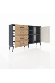 Arges Konsol 4 Raflı 4 Çekmeceli Tek Kapaklı 132x30x83 - S144M027V15A