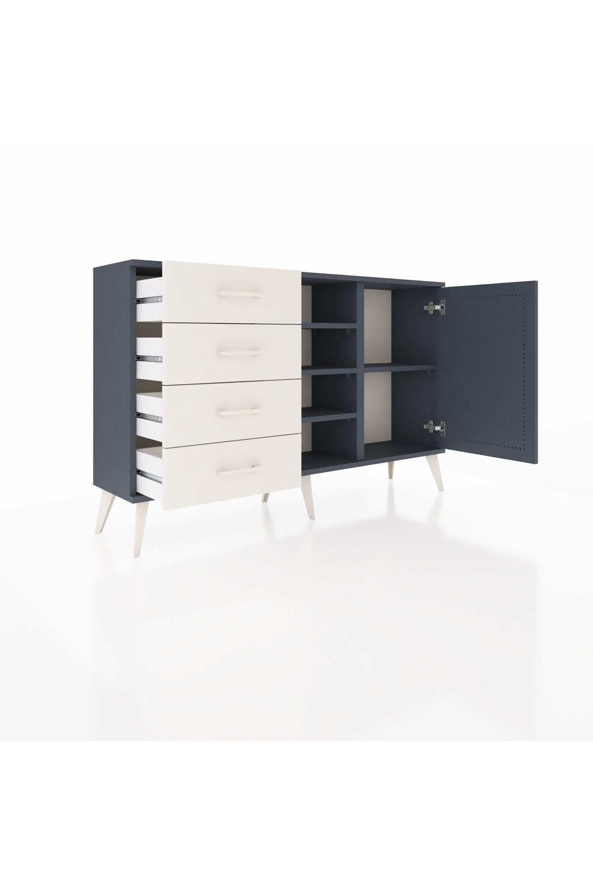 Arges Konsol 4 Raflı 4 Çekmeceli Tek Kapaklı 132x30x83 - S144M027V16A