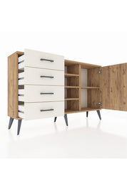 Arges Konsol 4 Raflı 4 Çekmeceli Tek Kapaklı 132x30x83 - S144M027V19A